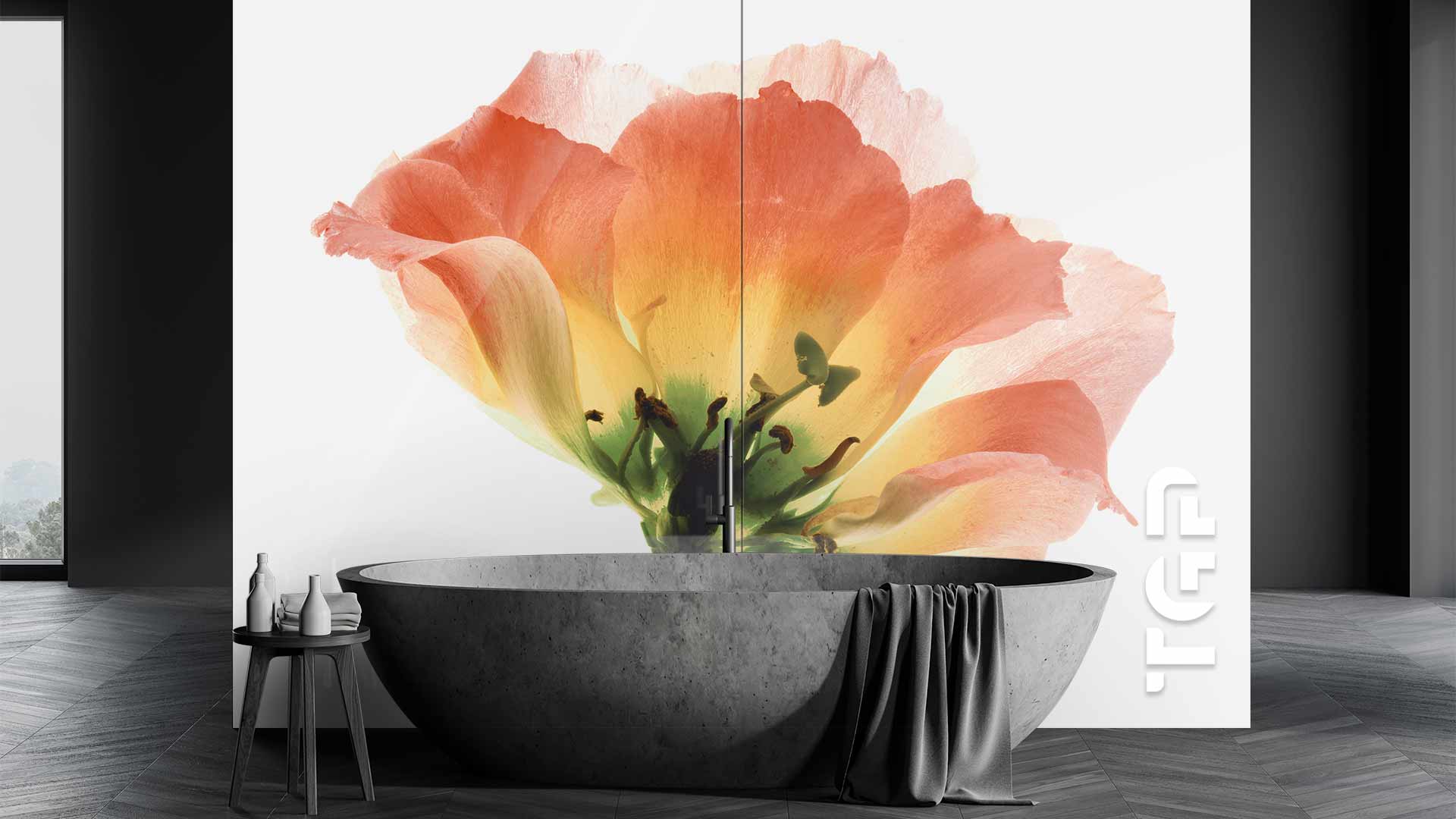 FLR006 Printed glass shower splashback
