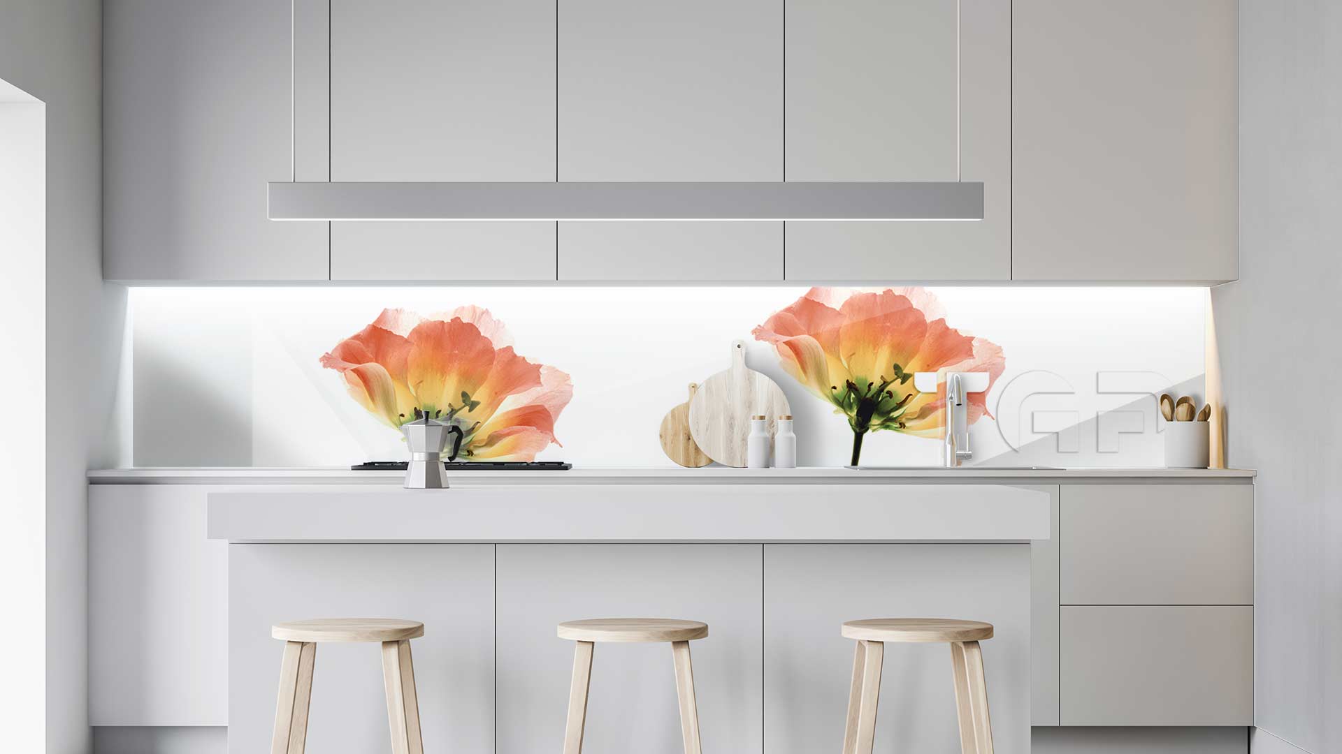 FLW006 kitchen printed glass countertop