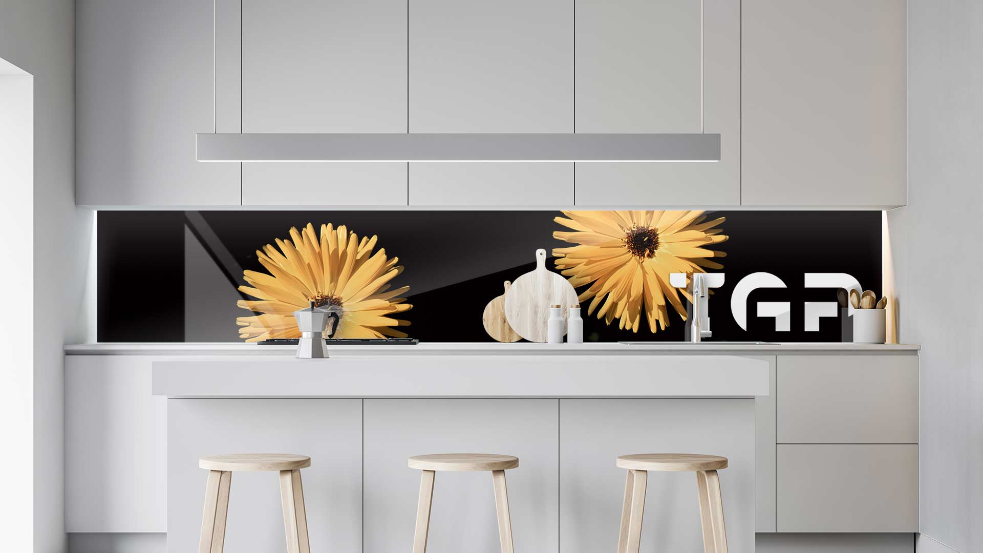 FLW007 kitchen printed glass countertop