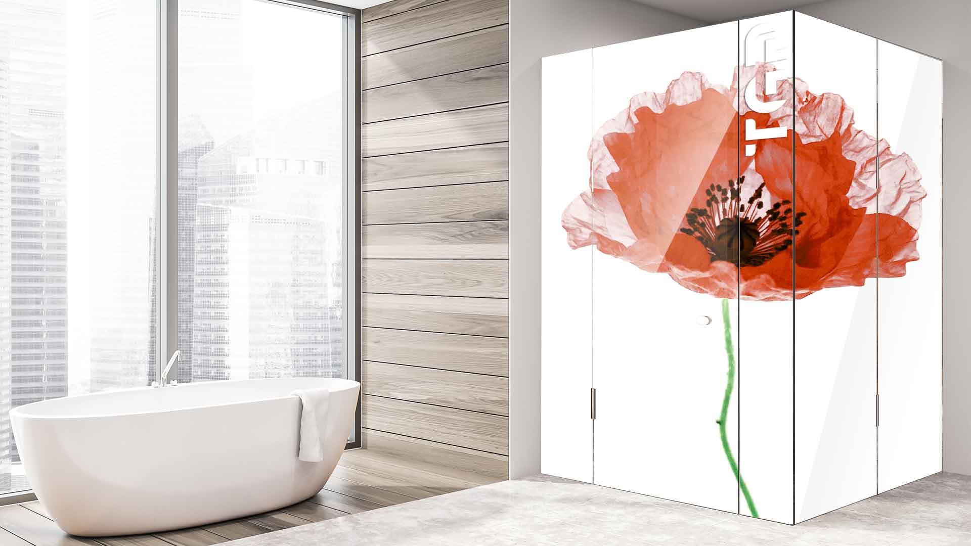 FLW008 printed glass shower enclosure