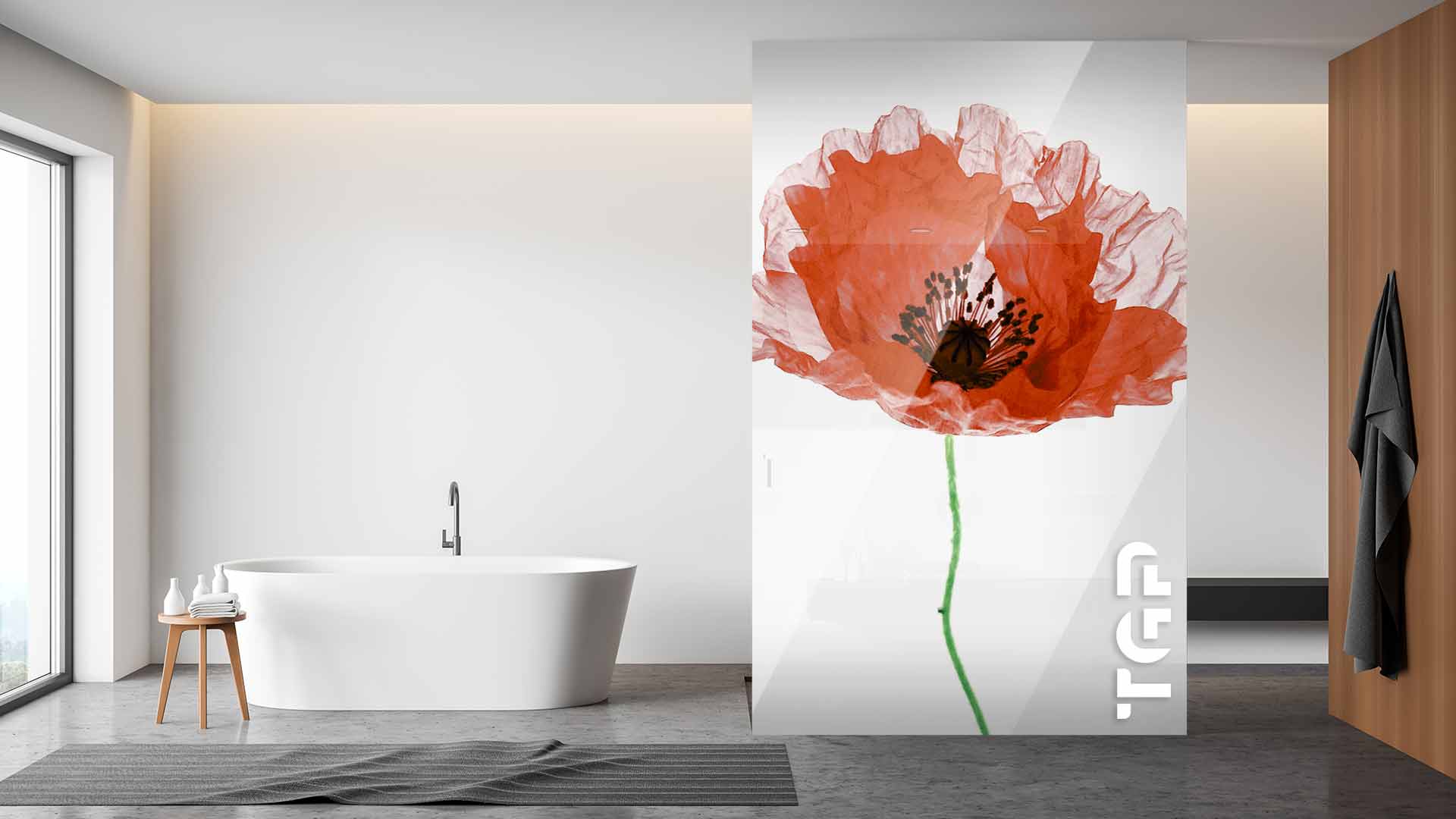 FLW008 Printed glass shower screen