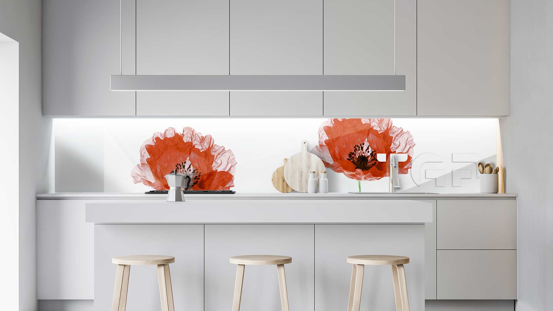 FLW008 kitchen printed glass countertop