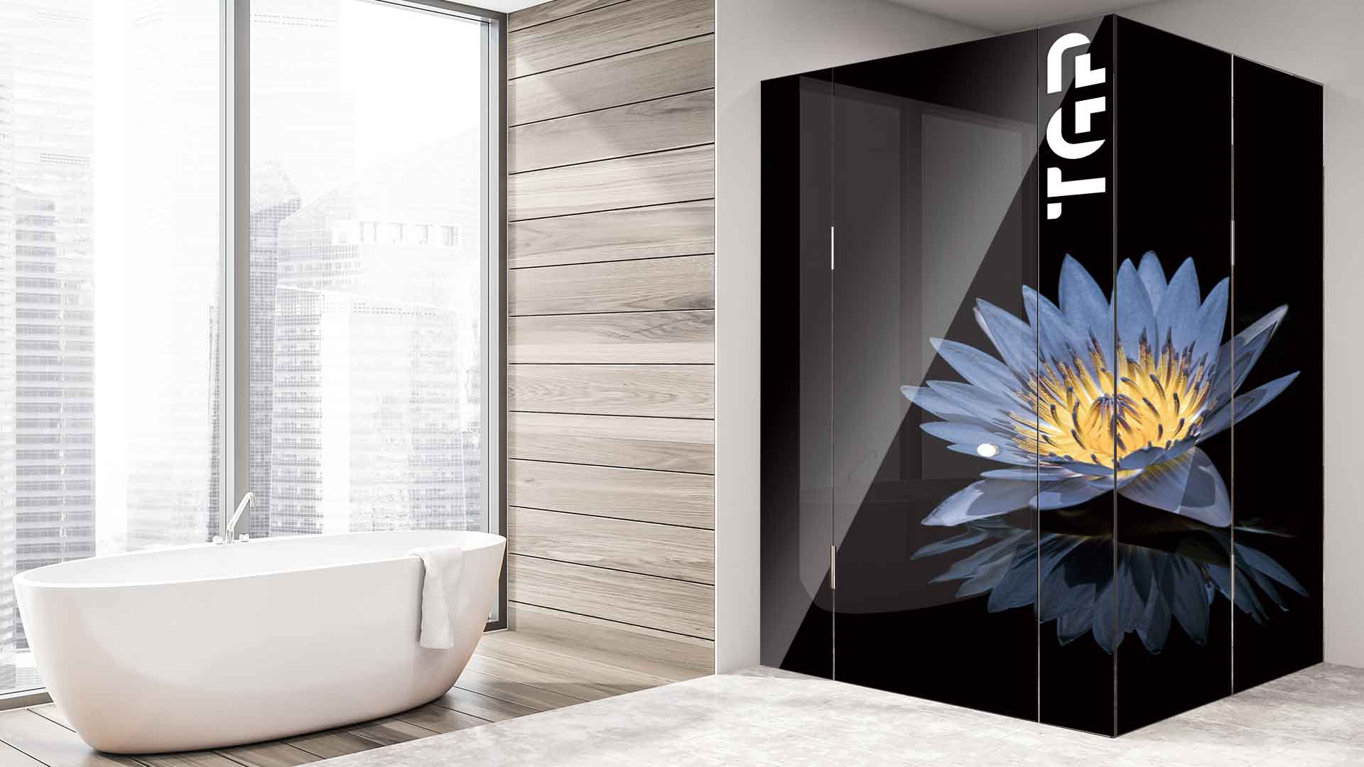 FLW009 printed glass shower enclosure