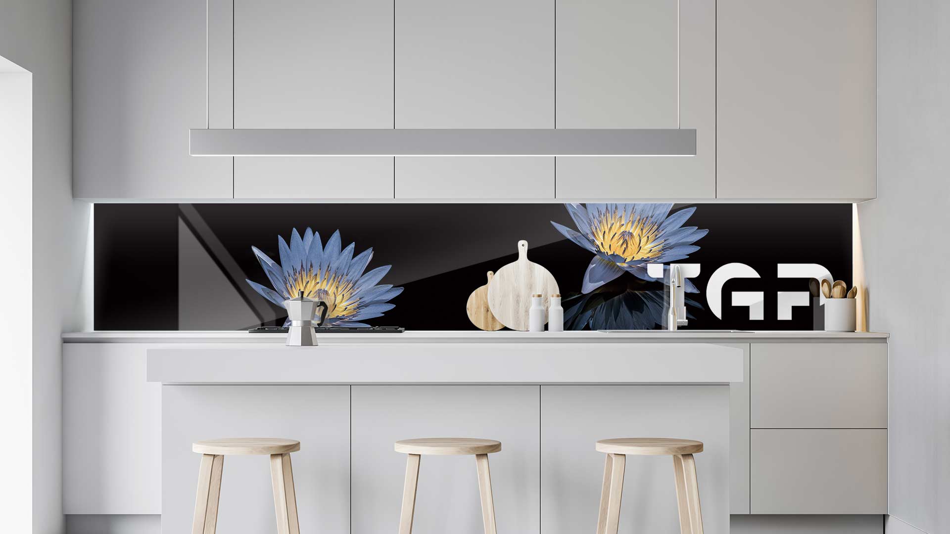 FLW009 kitchen printed glass countertop