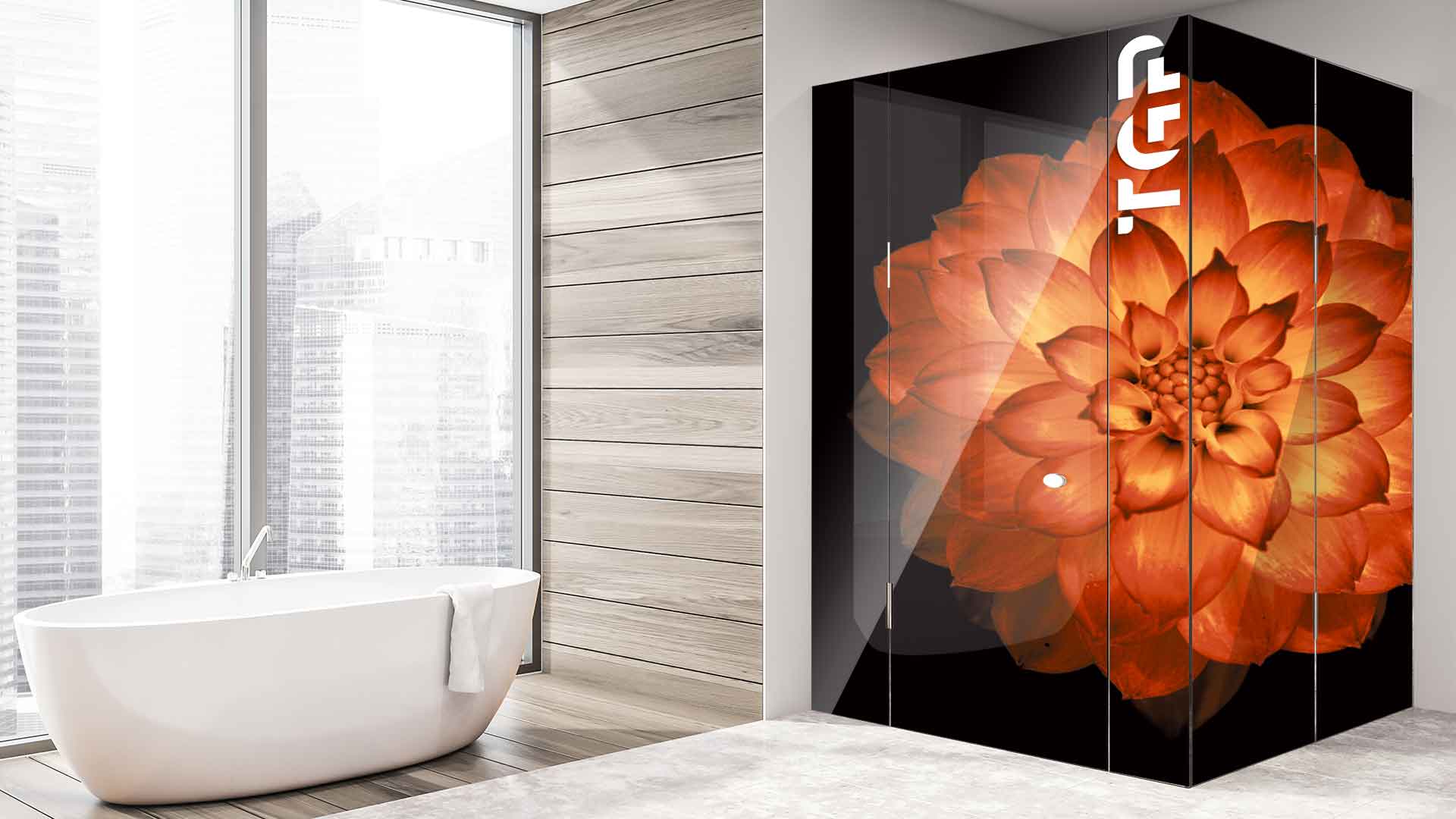 FLW010 printed glass shower enclosure