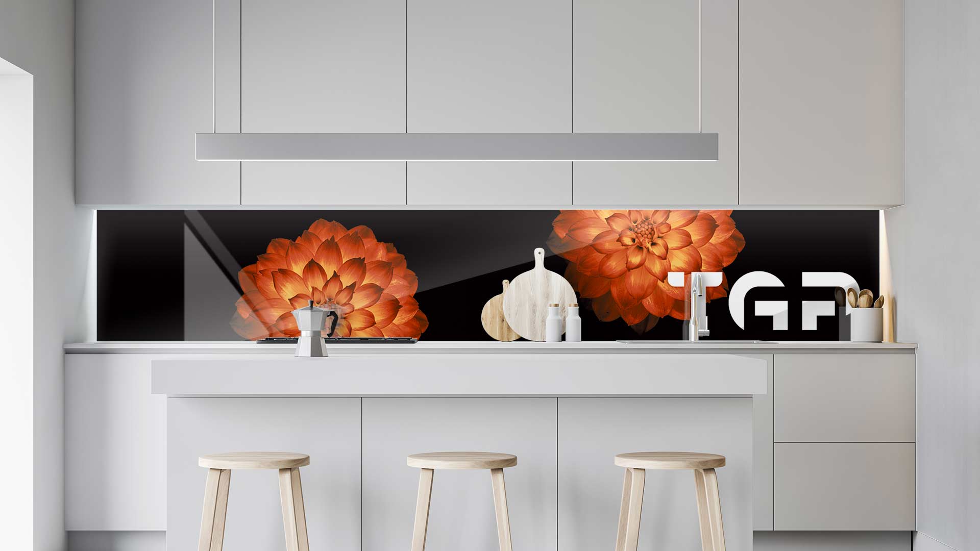 FLW010 kitchen printed glass countertop