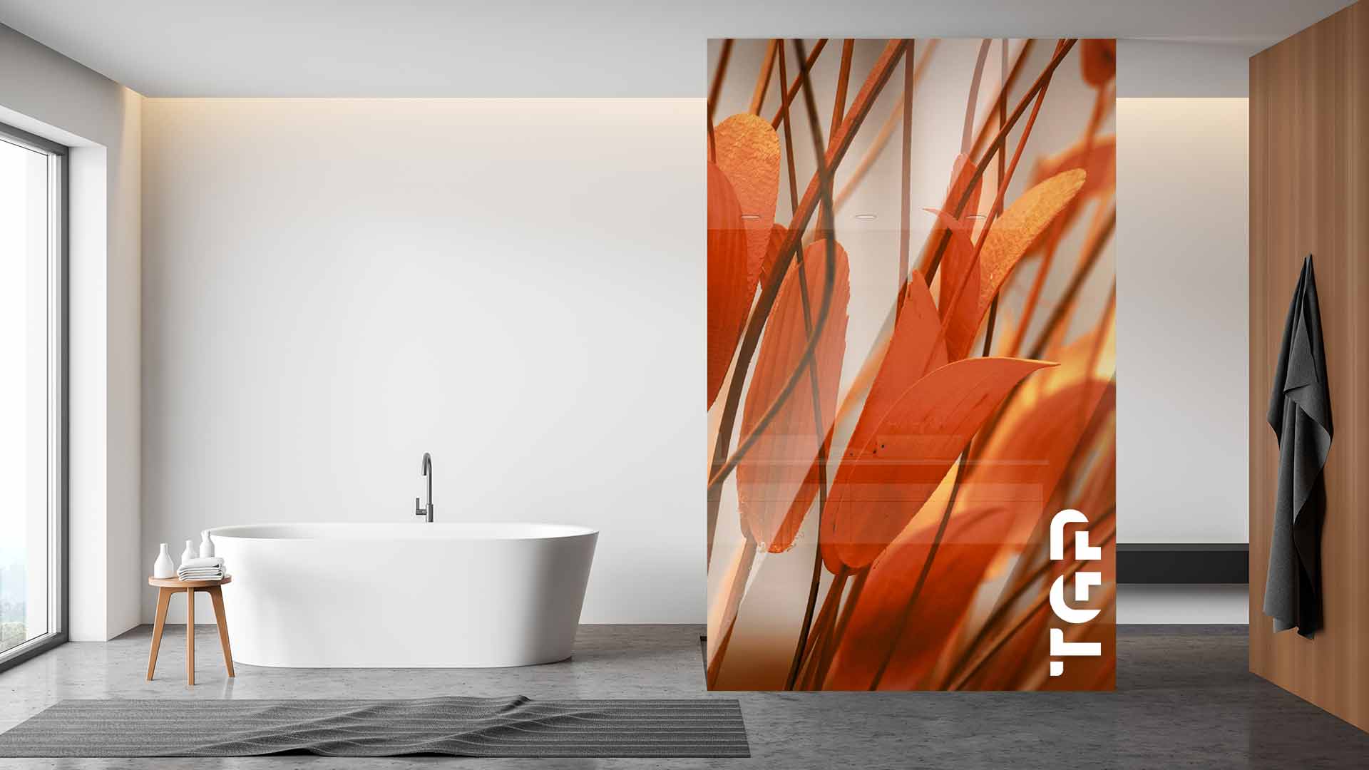 FLW011 Printed glass shower screen
