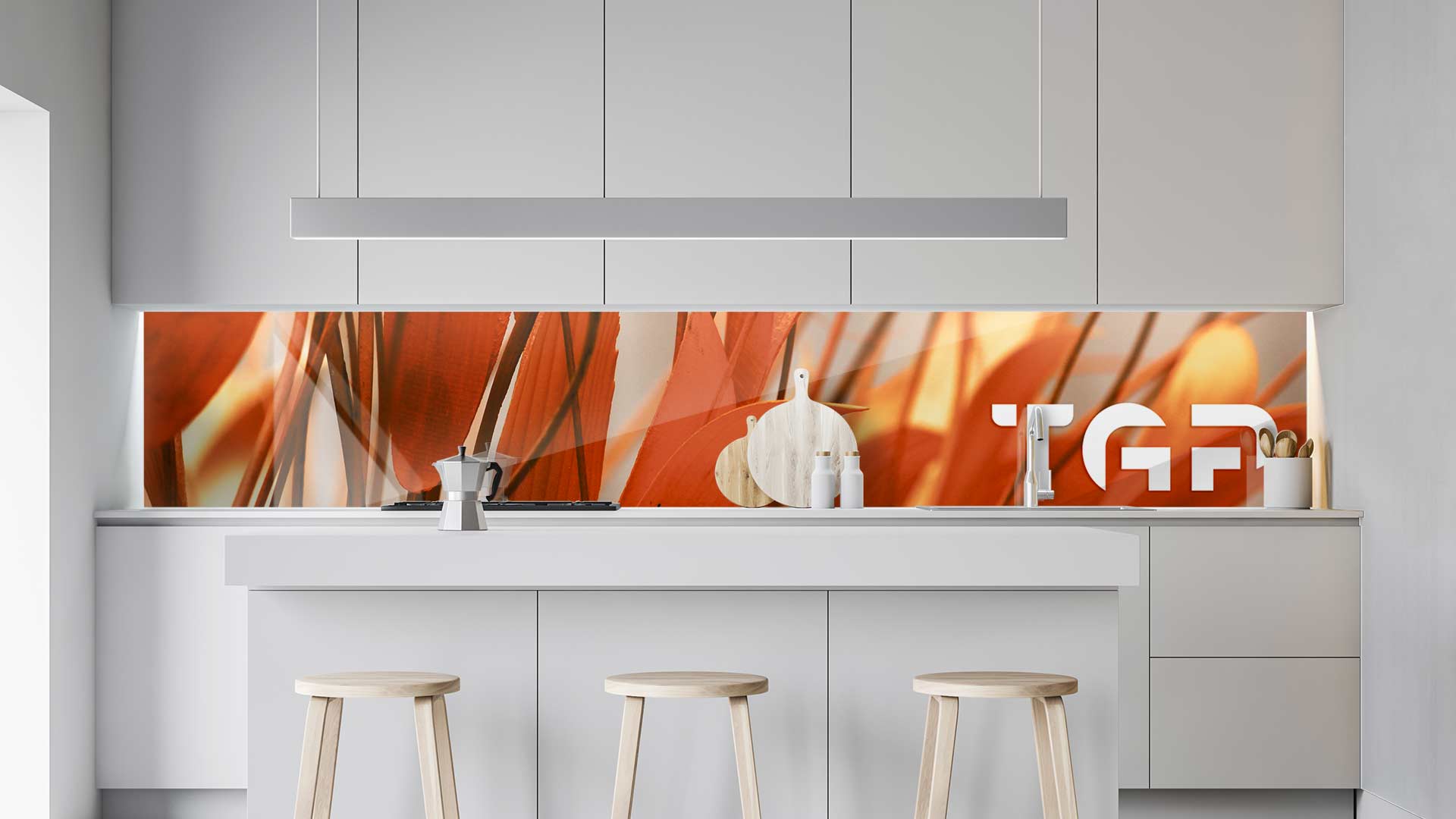 FLW011 kitchen printed glass countertop