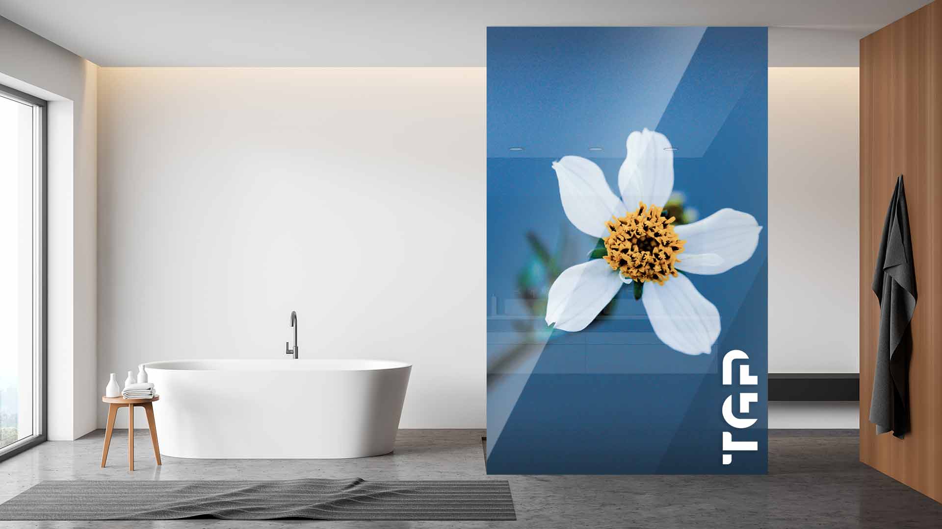 FLW012 Printed glass shower screen