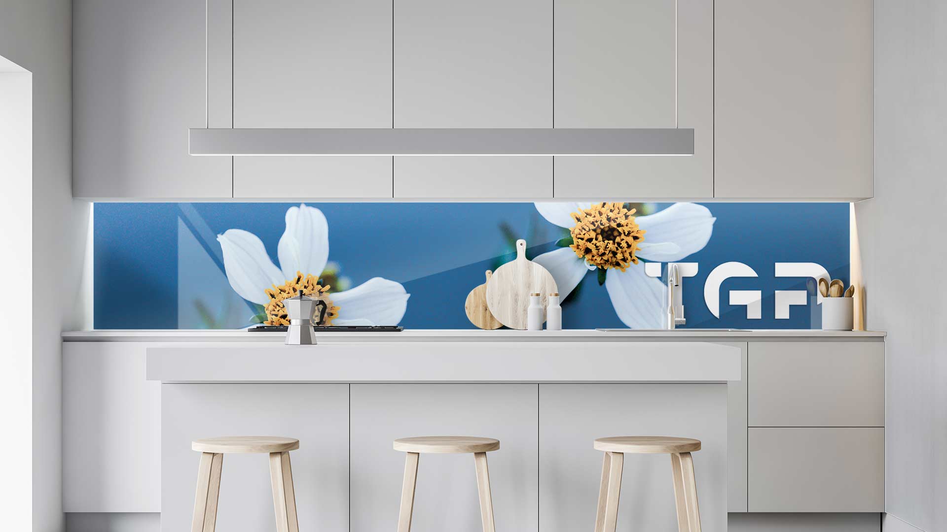 FLW012 kitchen printed glass countertop