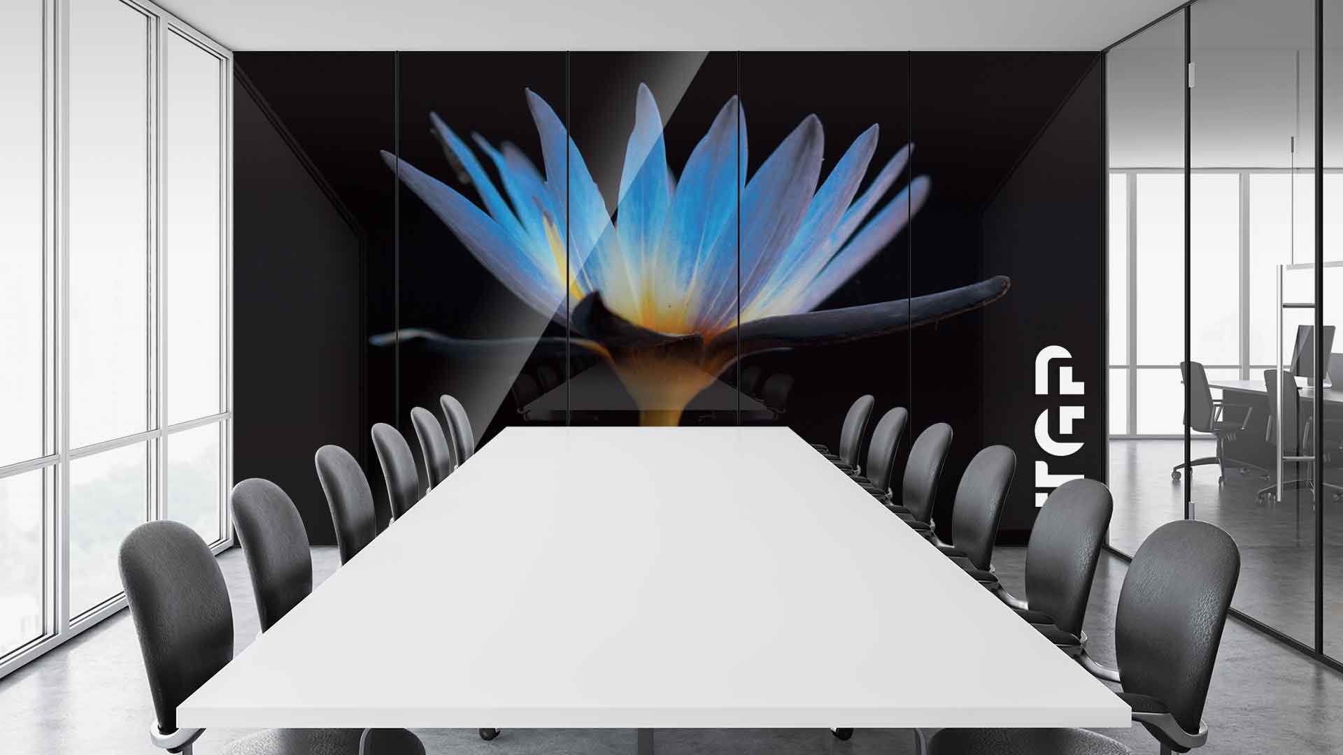 FLW013 Office printed glass wall cladding