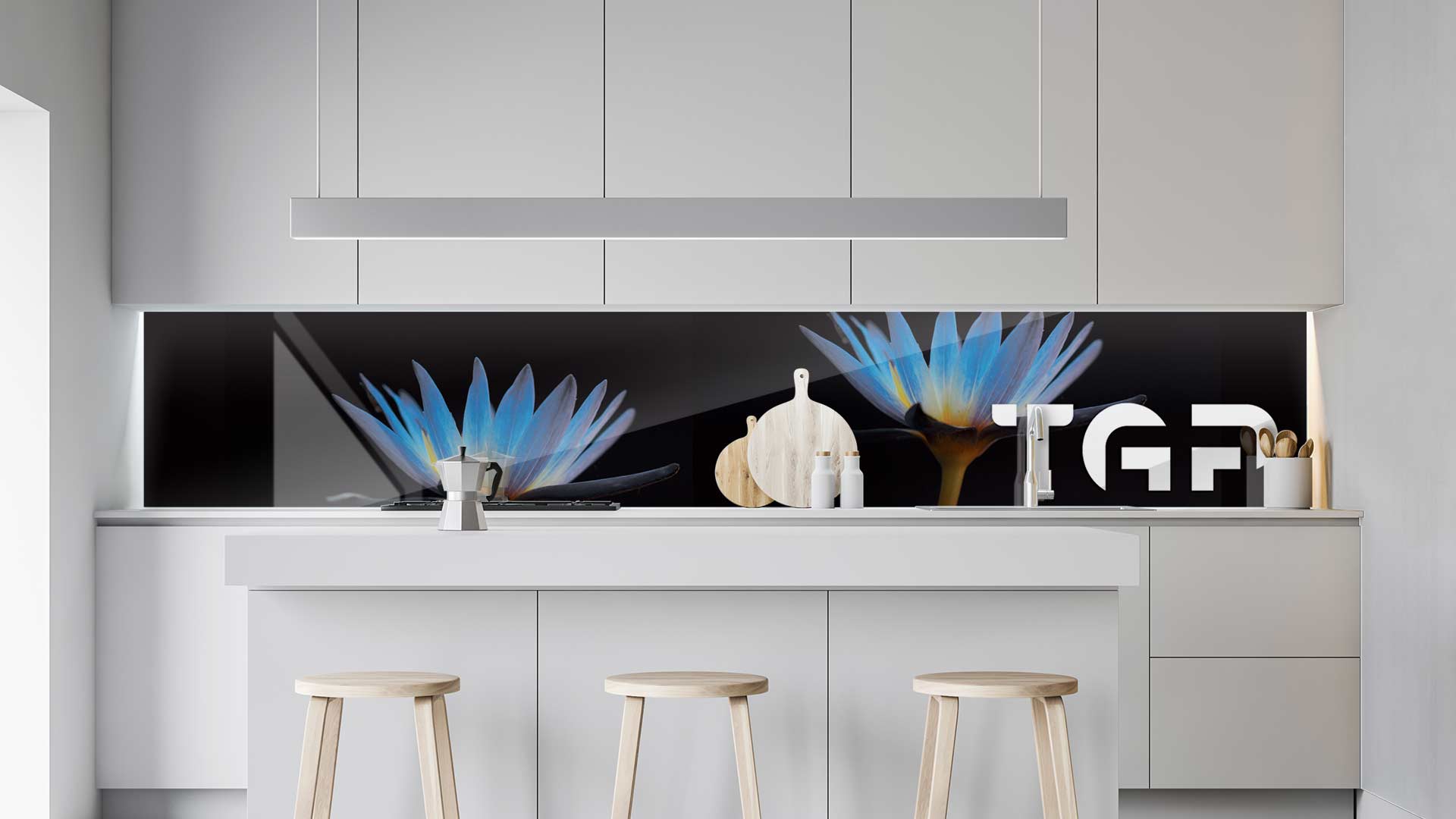 FLW013 kitchen printed glass countertop