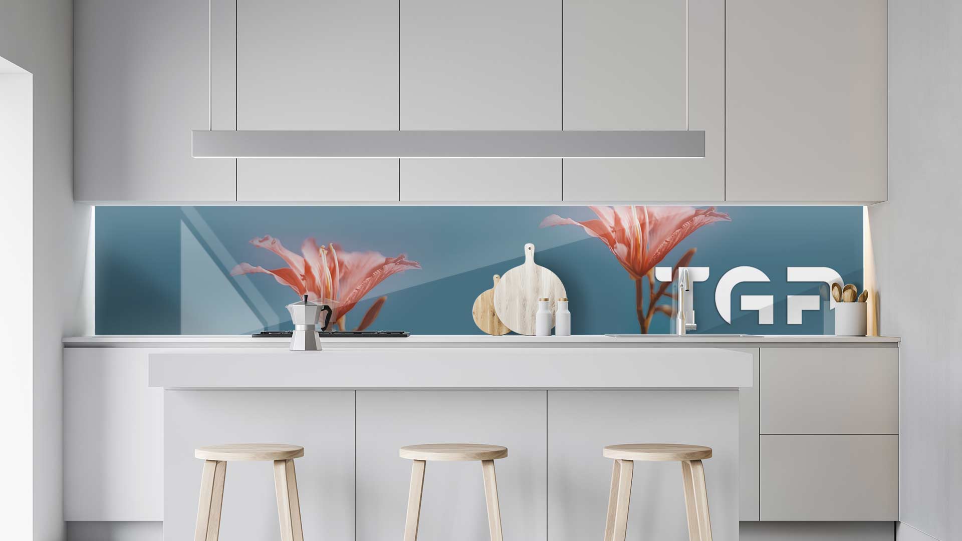 FLW014 kitchen printed glass countertop