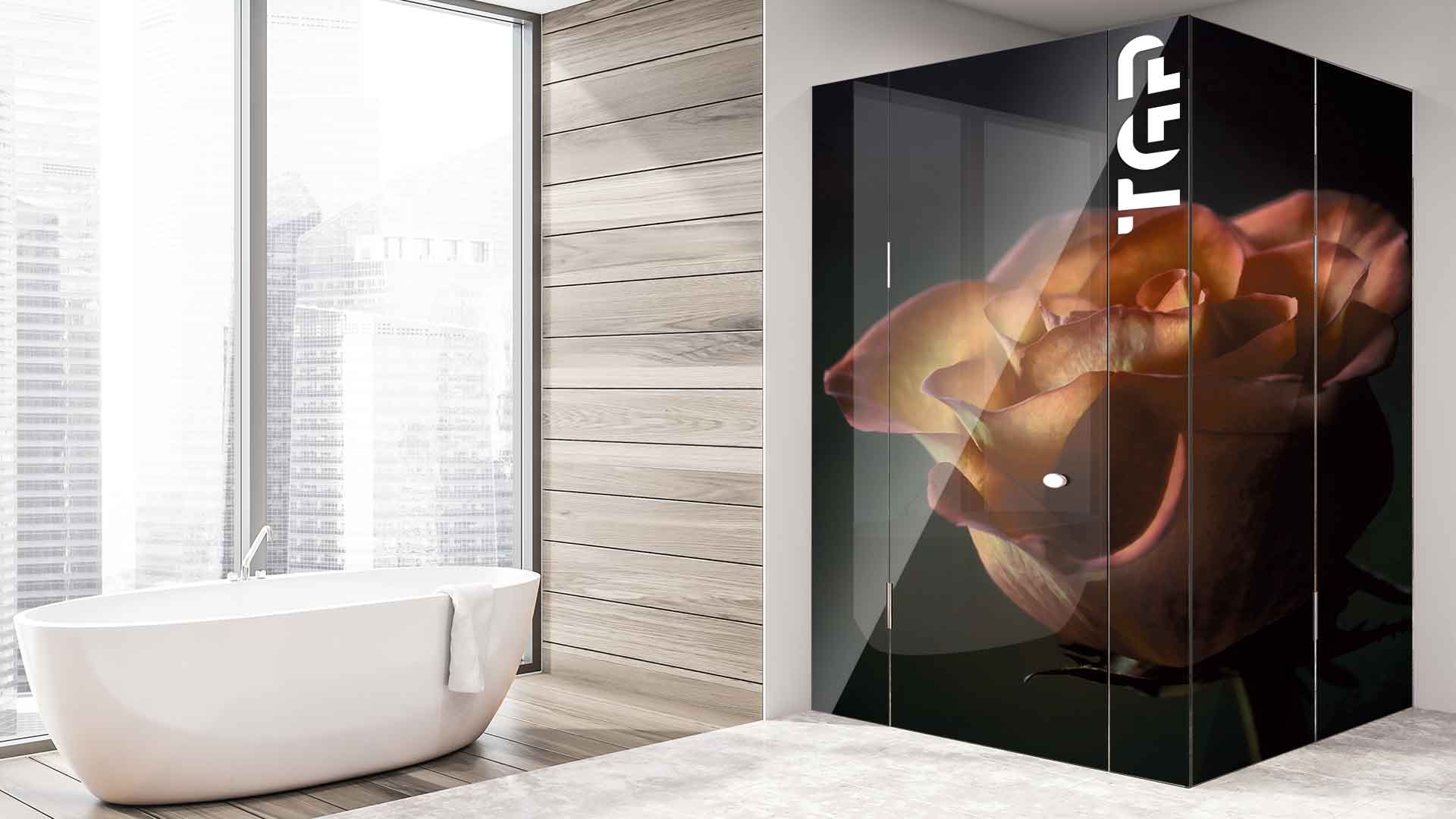 FLW015 printed glass shower enclosure