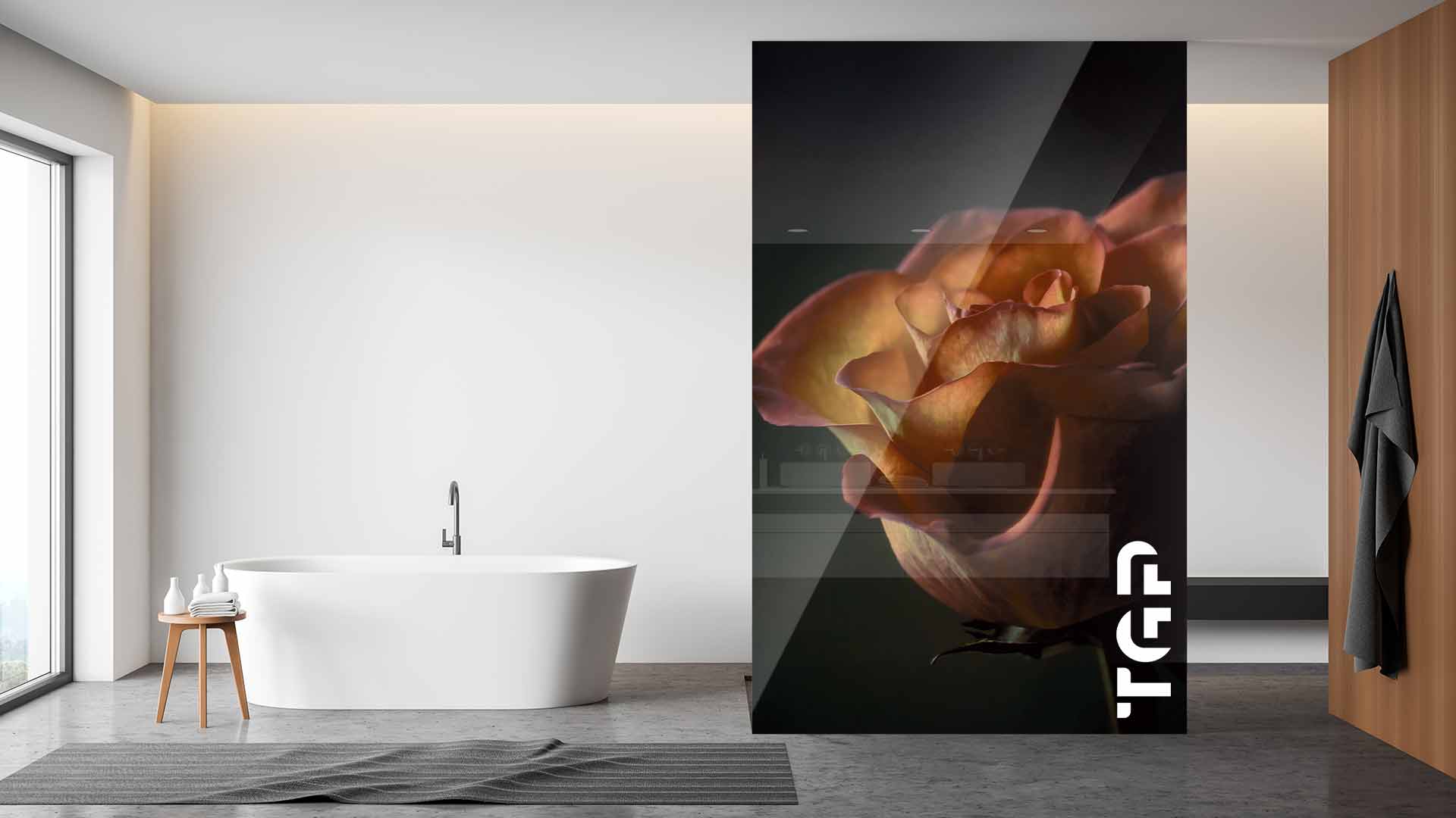 FLW015 Printed glass shower screen