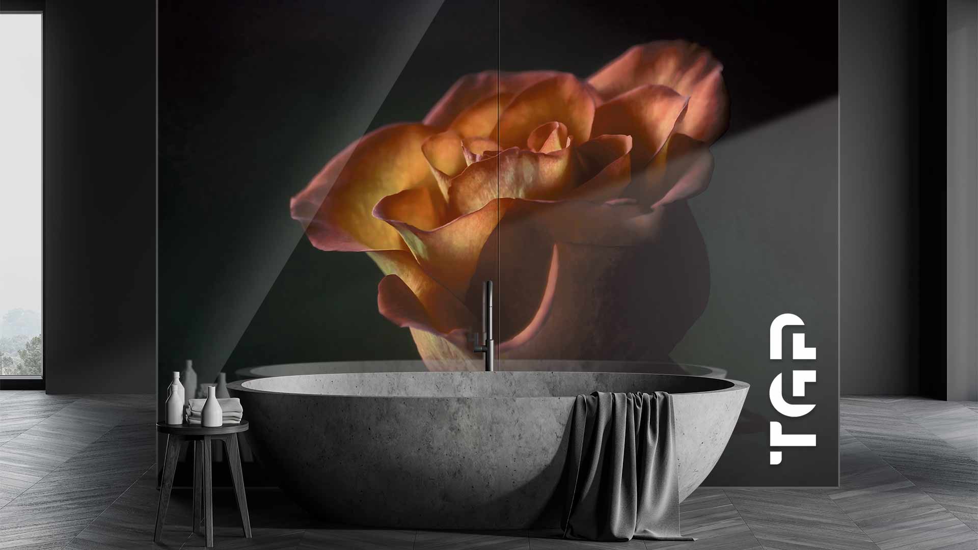 FLR015 Printed glass shower splashback