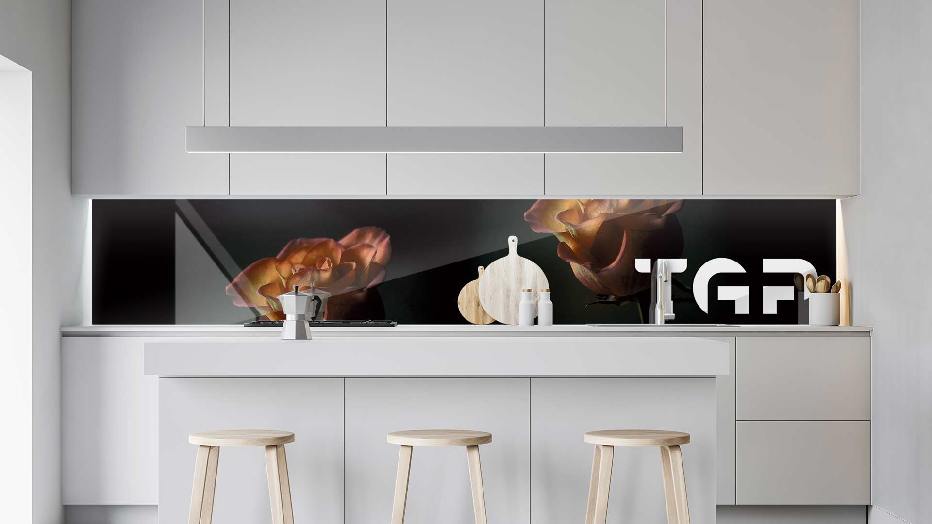 FLW015 kitchen printed glass countertop