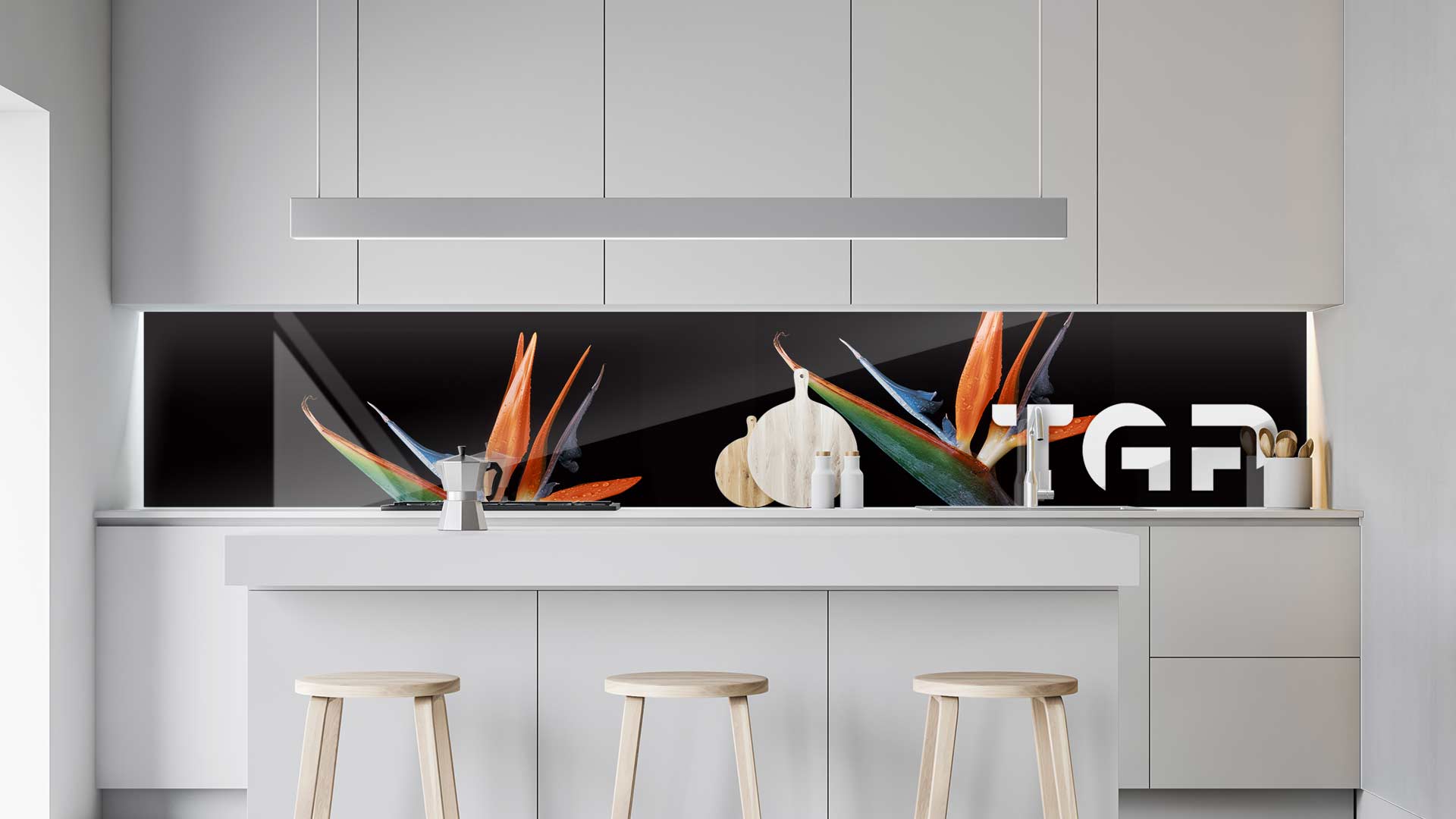 FLW016 kitchen printed glass countertop