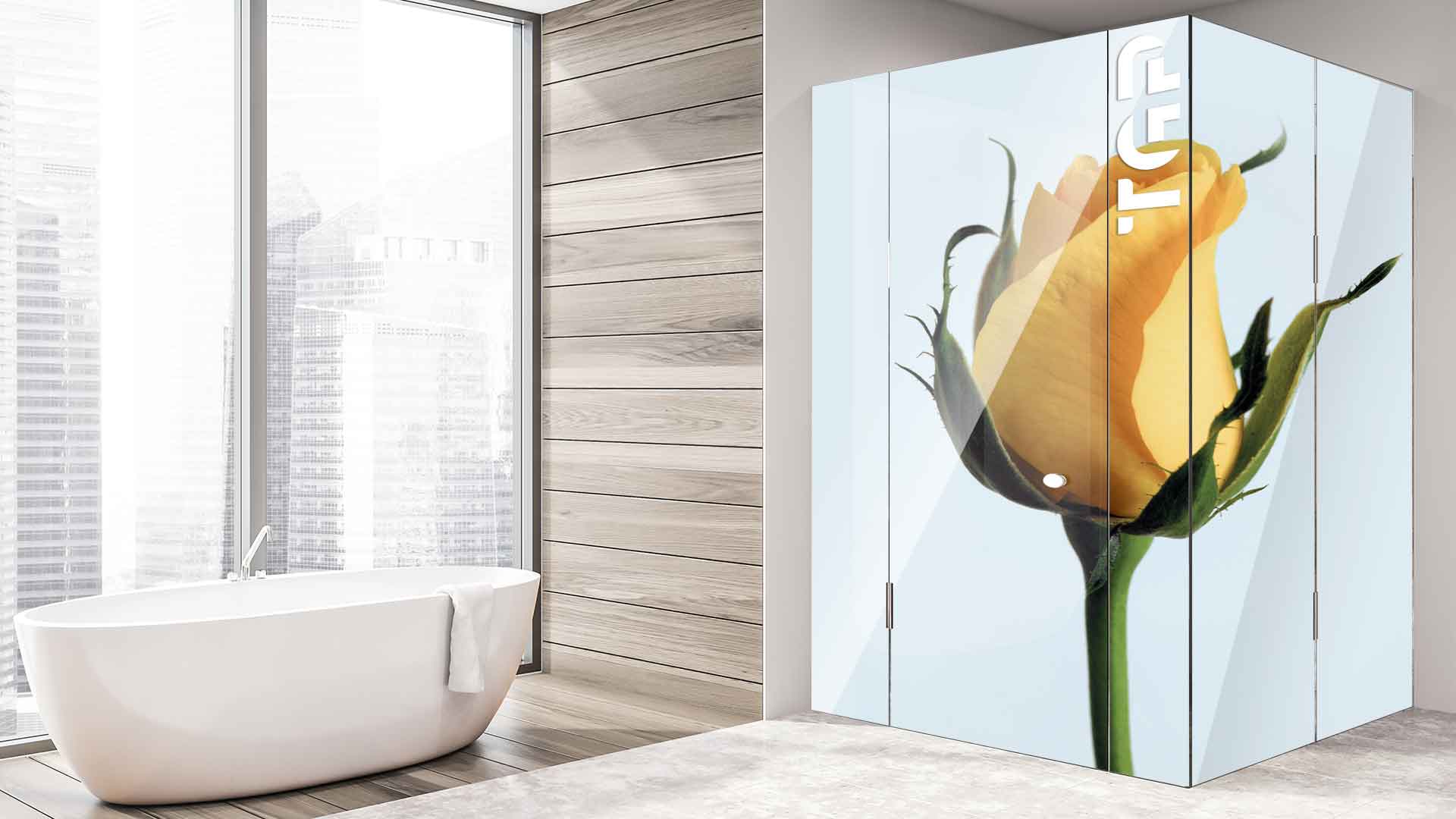 FLW017 printed glass shower enclosure