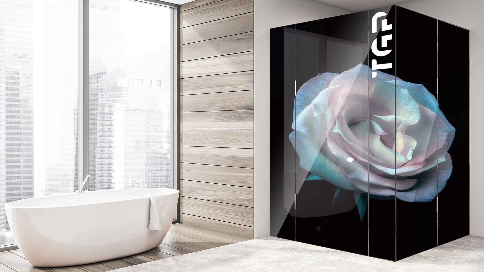 FLW018 printed glass shower enclosure