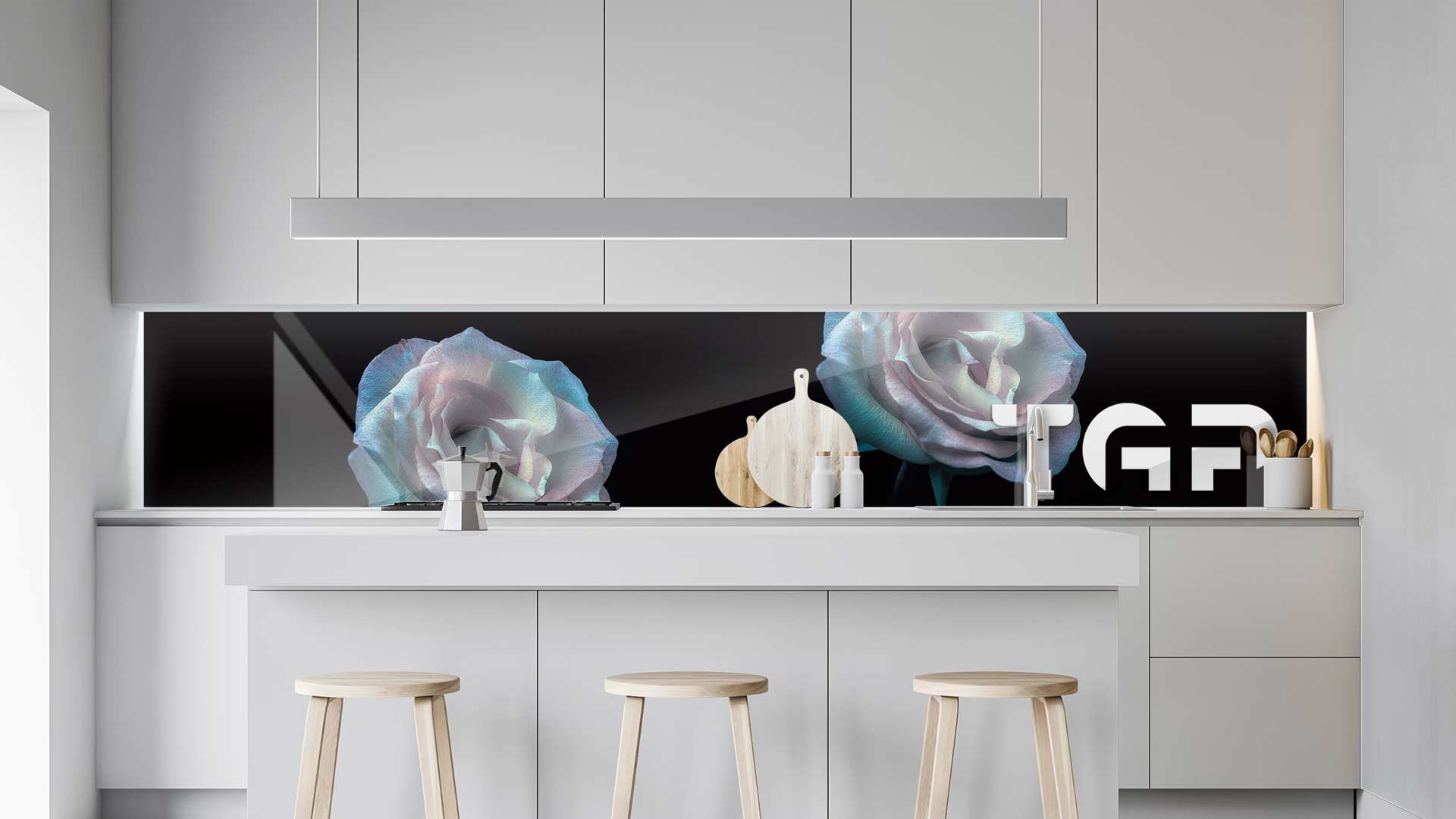 FLW018 kitchen printed glass countertop