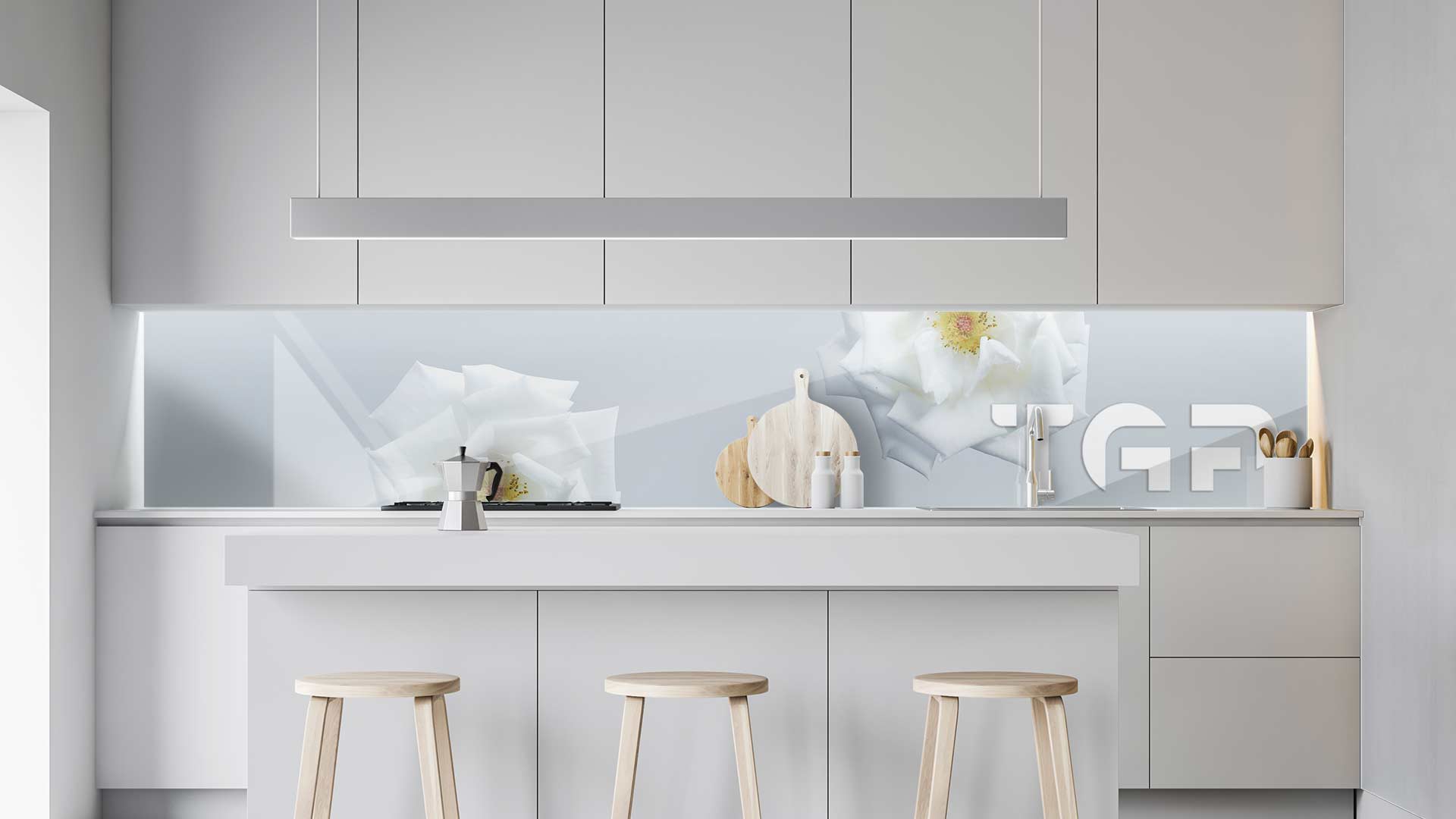 FLW019 kitchen printed glass countertop