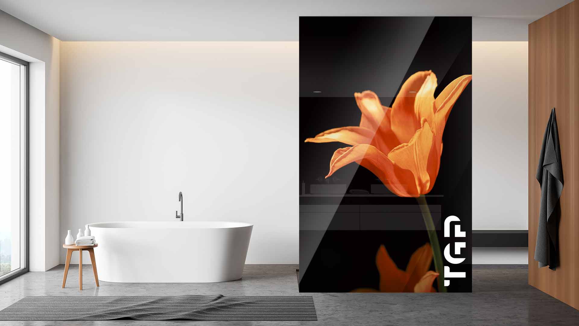 FLW020 Printed glass shower screen