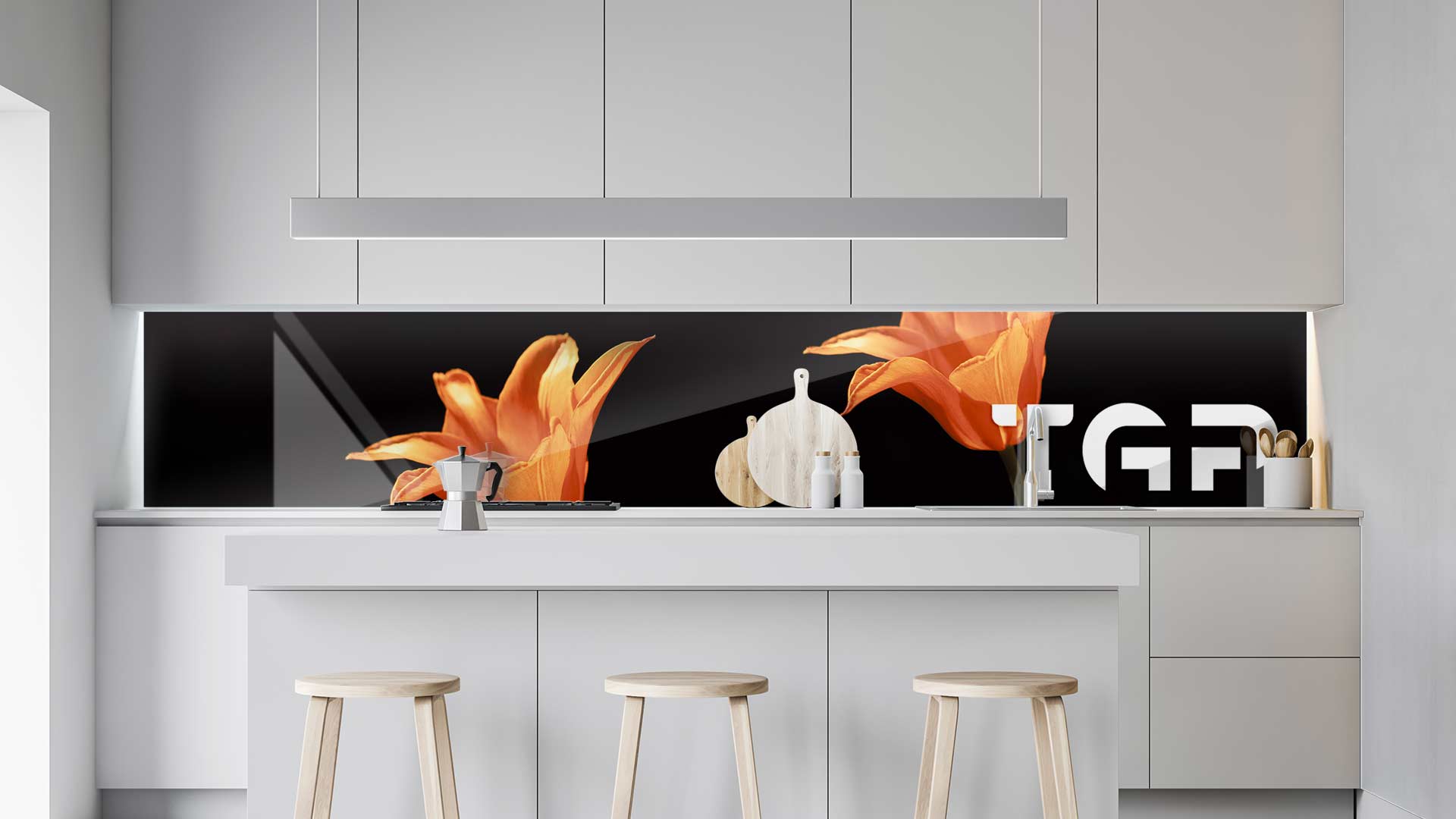 FLW020 kitchen printed glass countertop