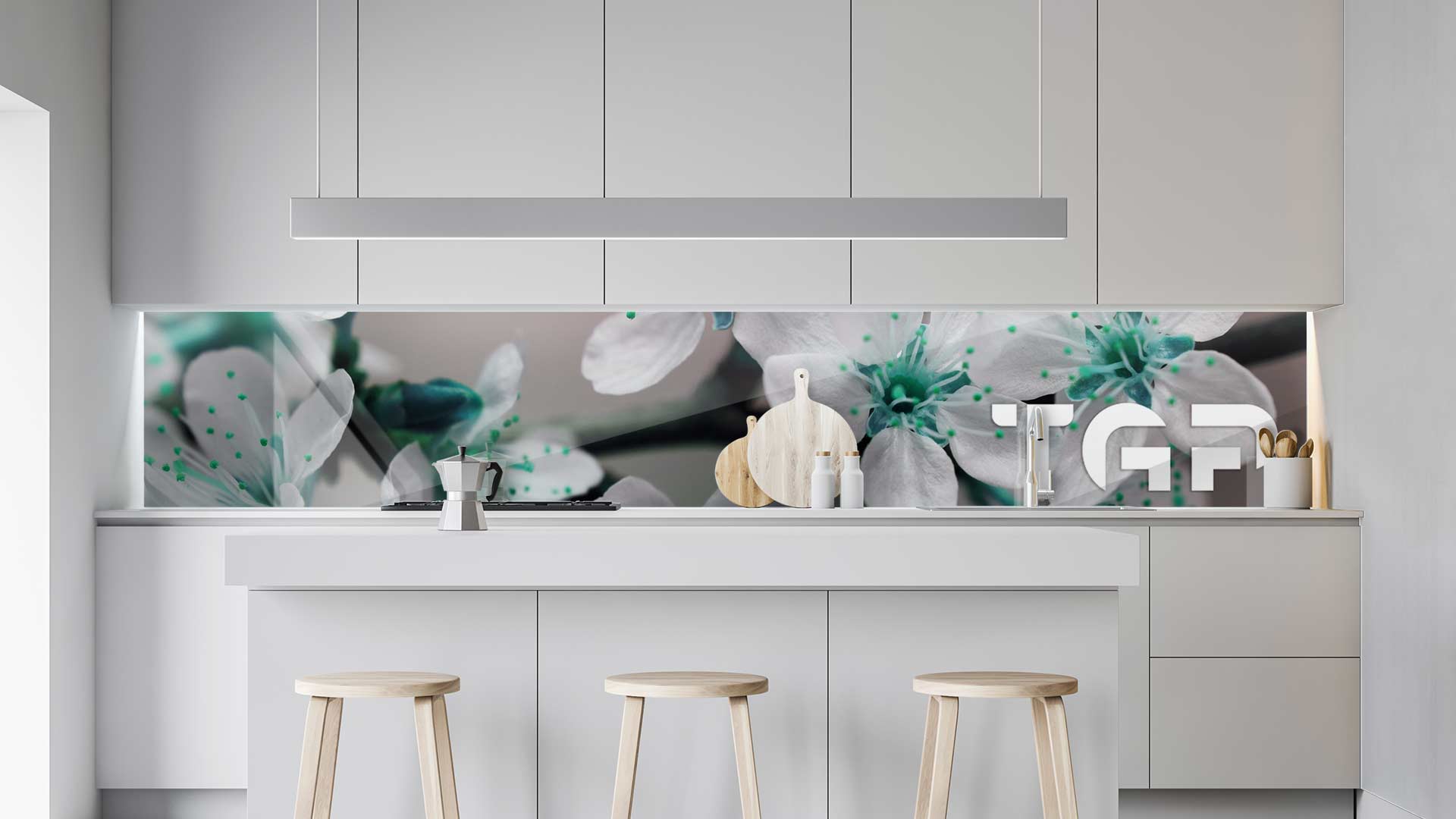 FLW021 kitchen printed glass countertop