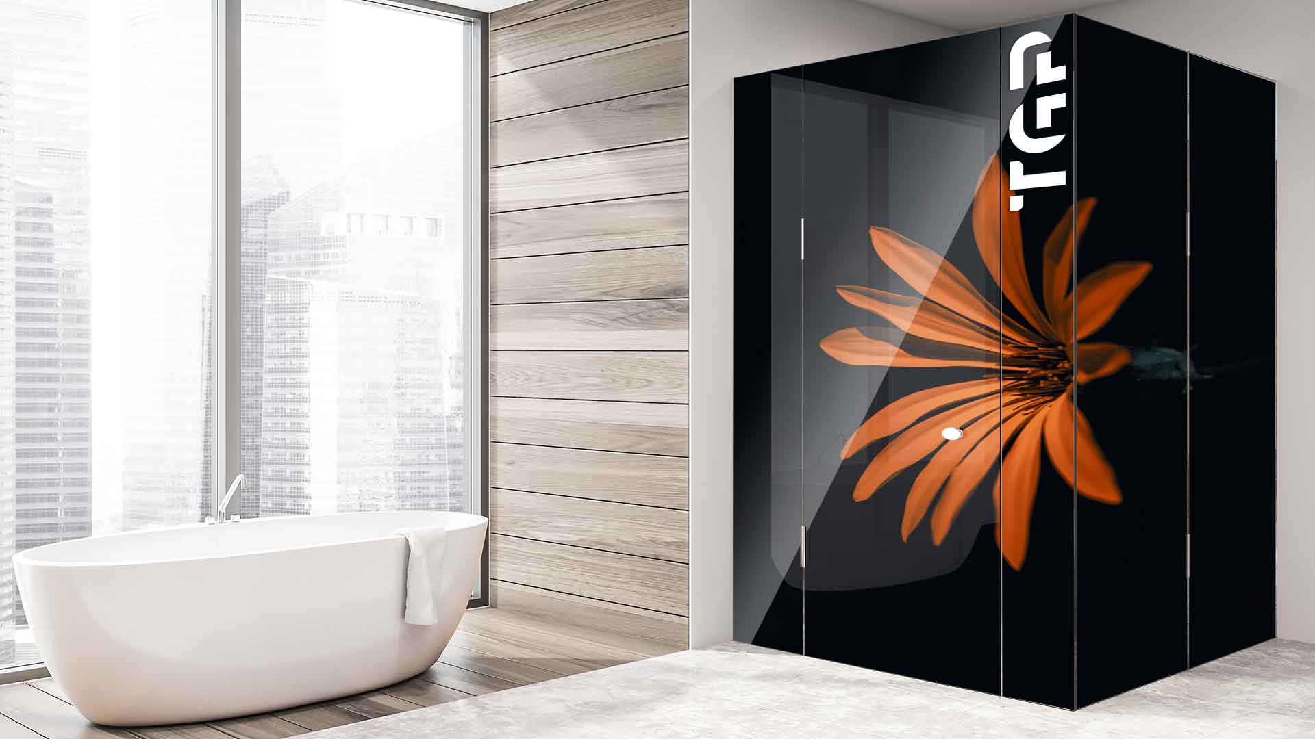 FLW022 printed glass shower enclosure