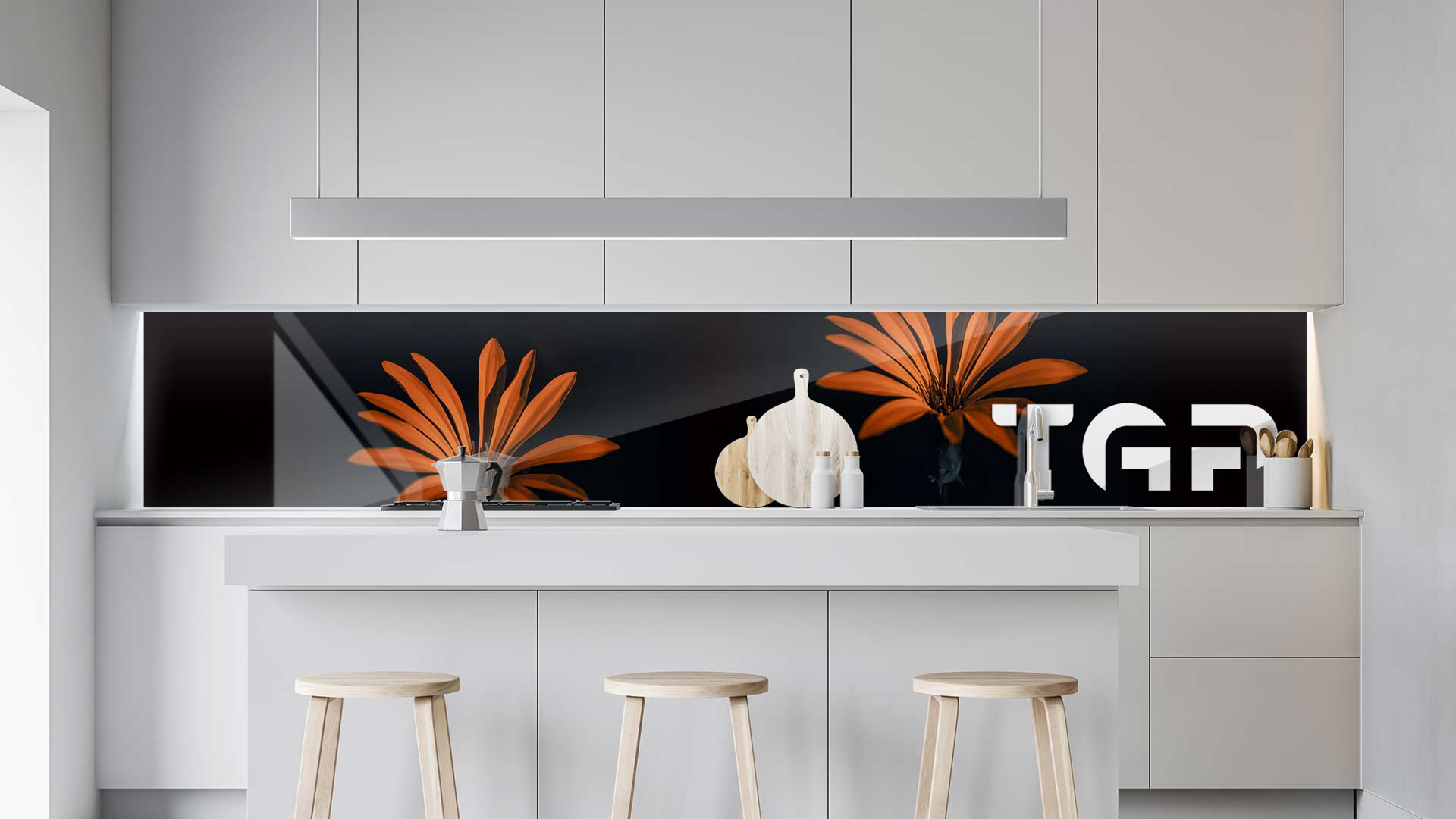 FLW022 kitchen printed glass countertop