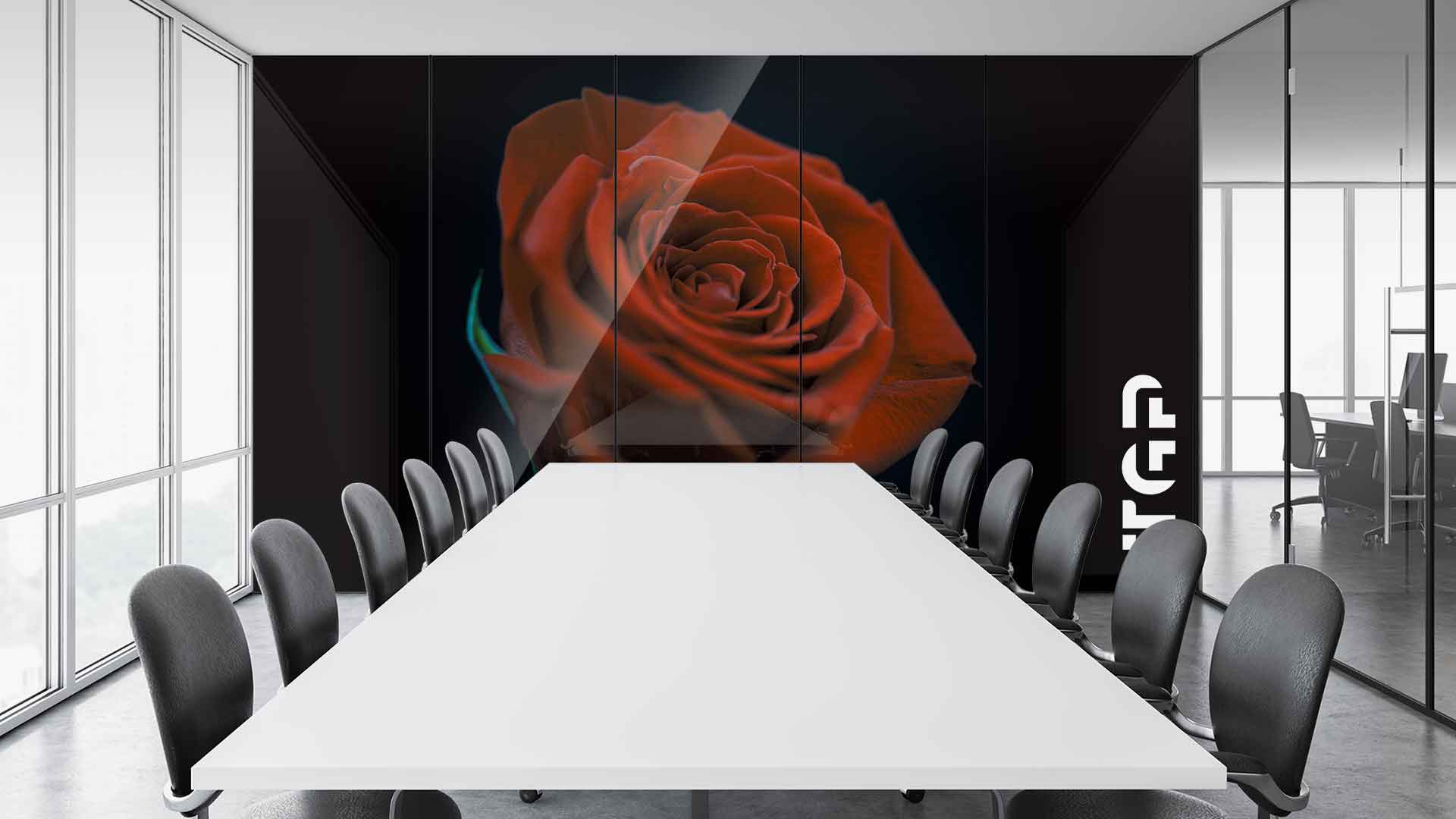 FLW023 Office printed glass wall cladding