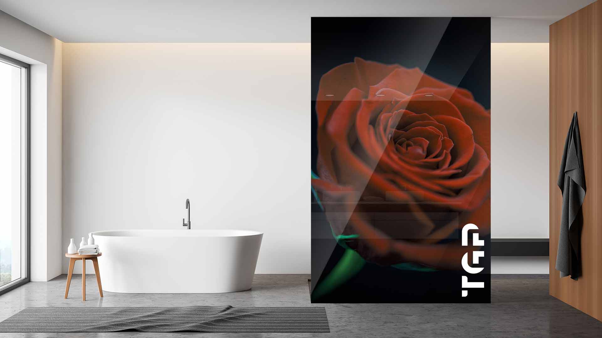 FLW023 Printed glass shower screen