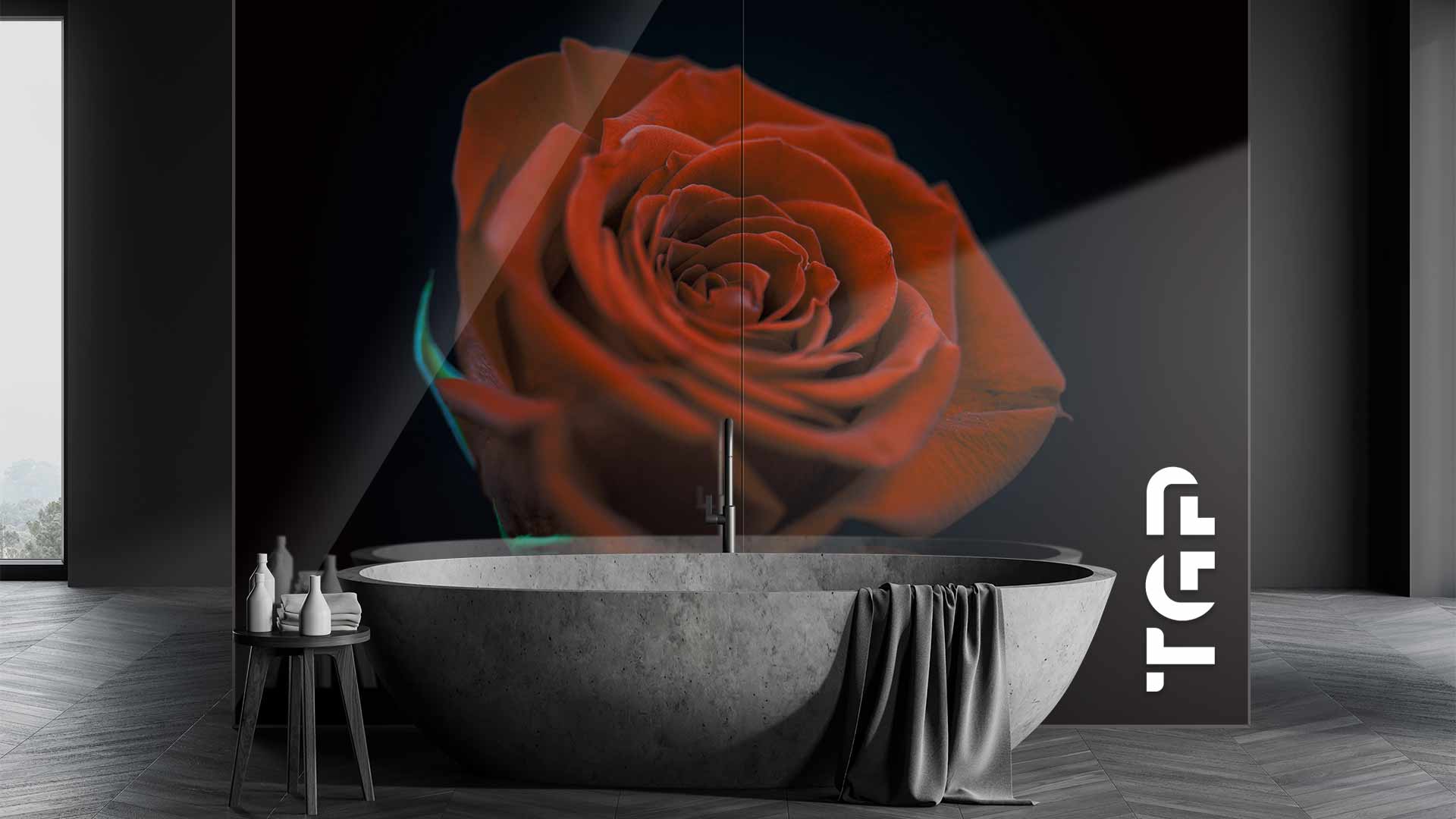 FLR023 Printed glass shower splashback