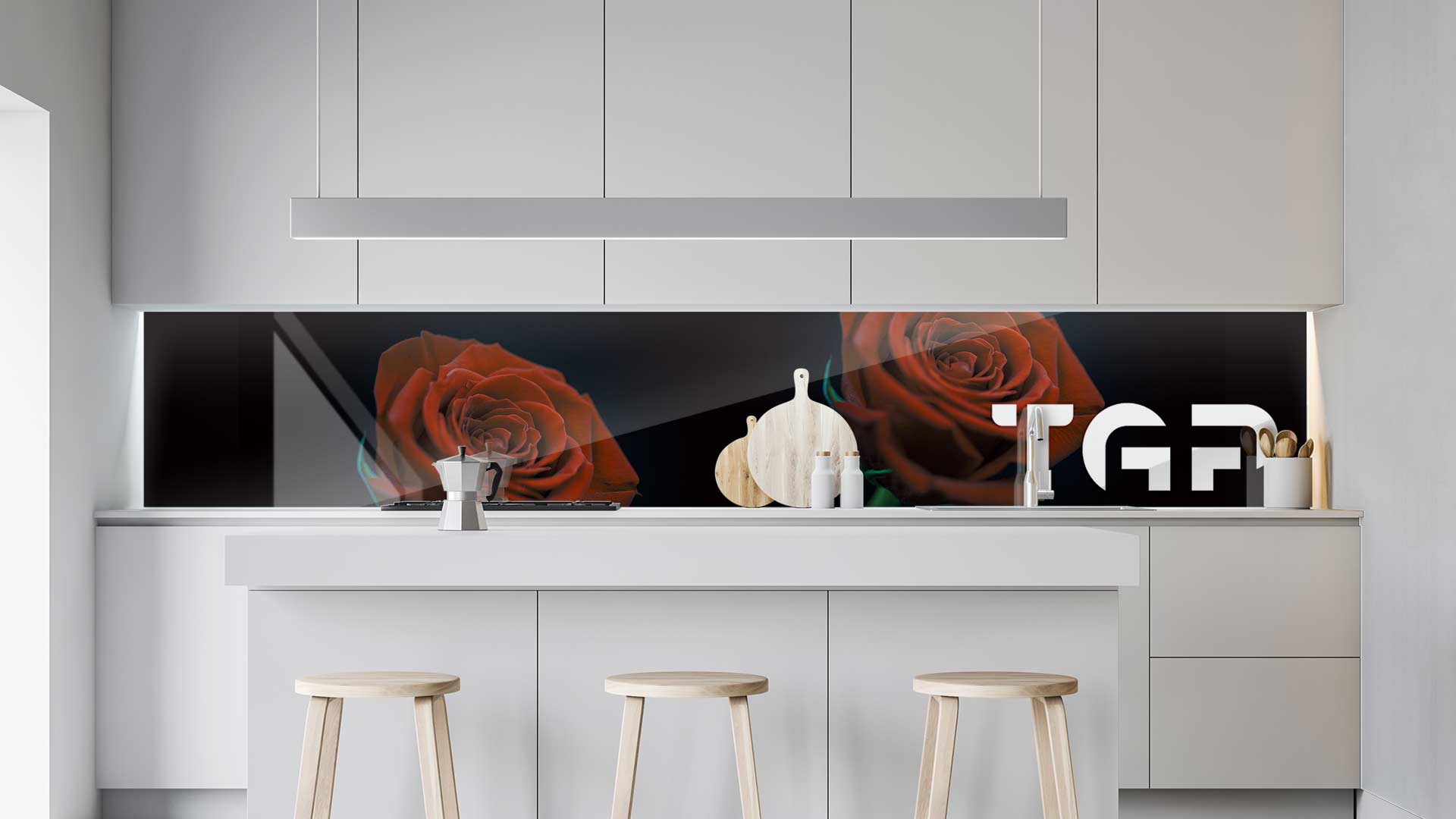 FLW023 kitchen printed glass countertop