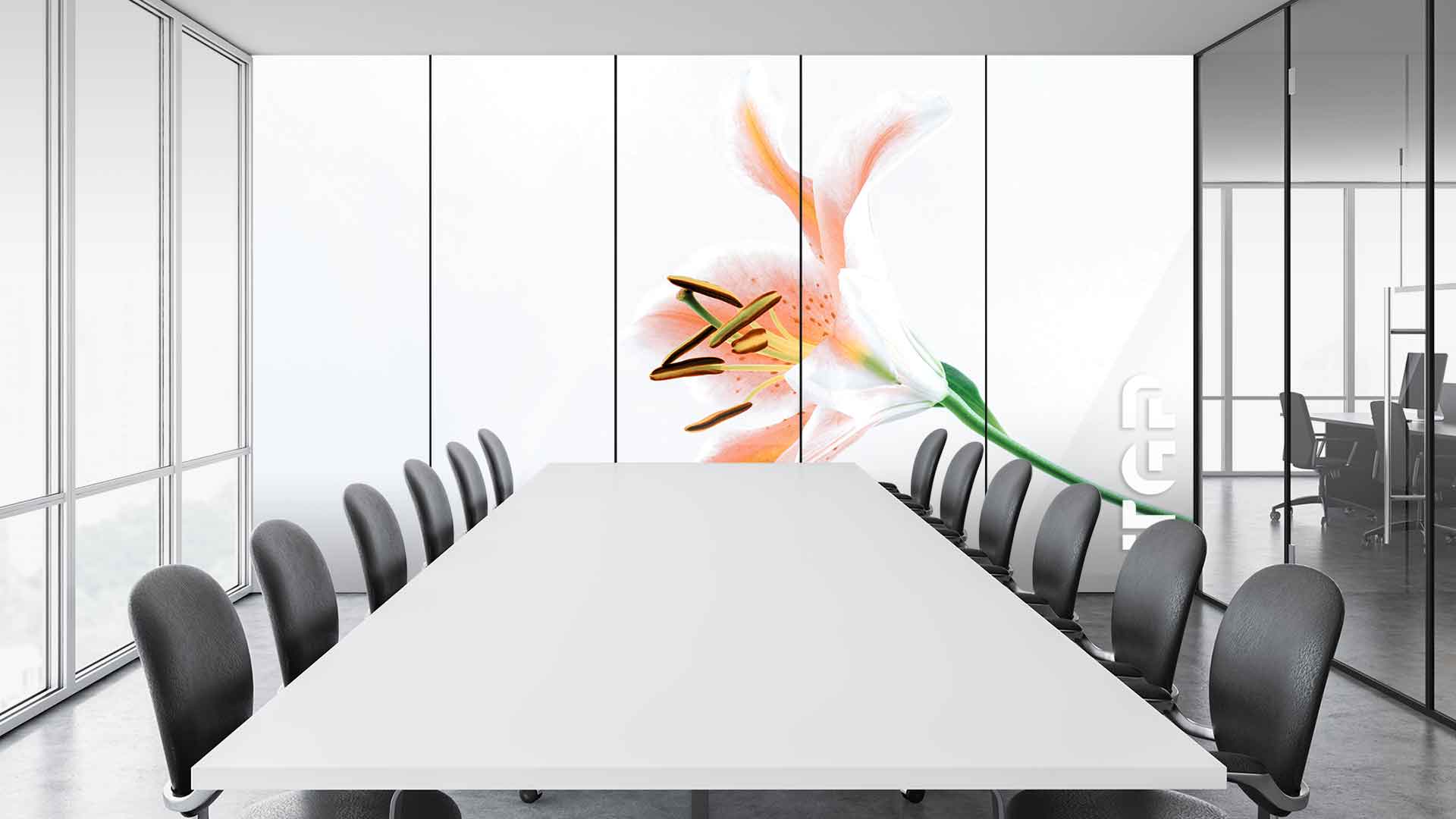 FLW024 Office printed glass wall cladding