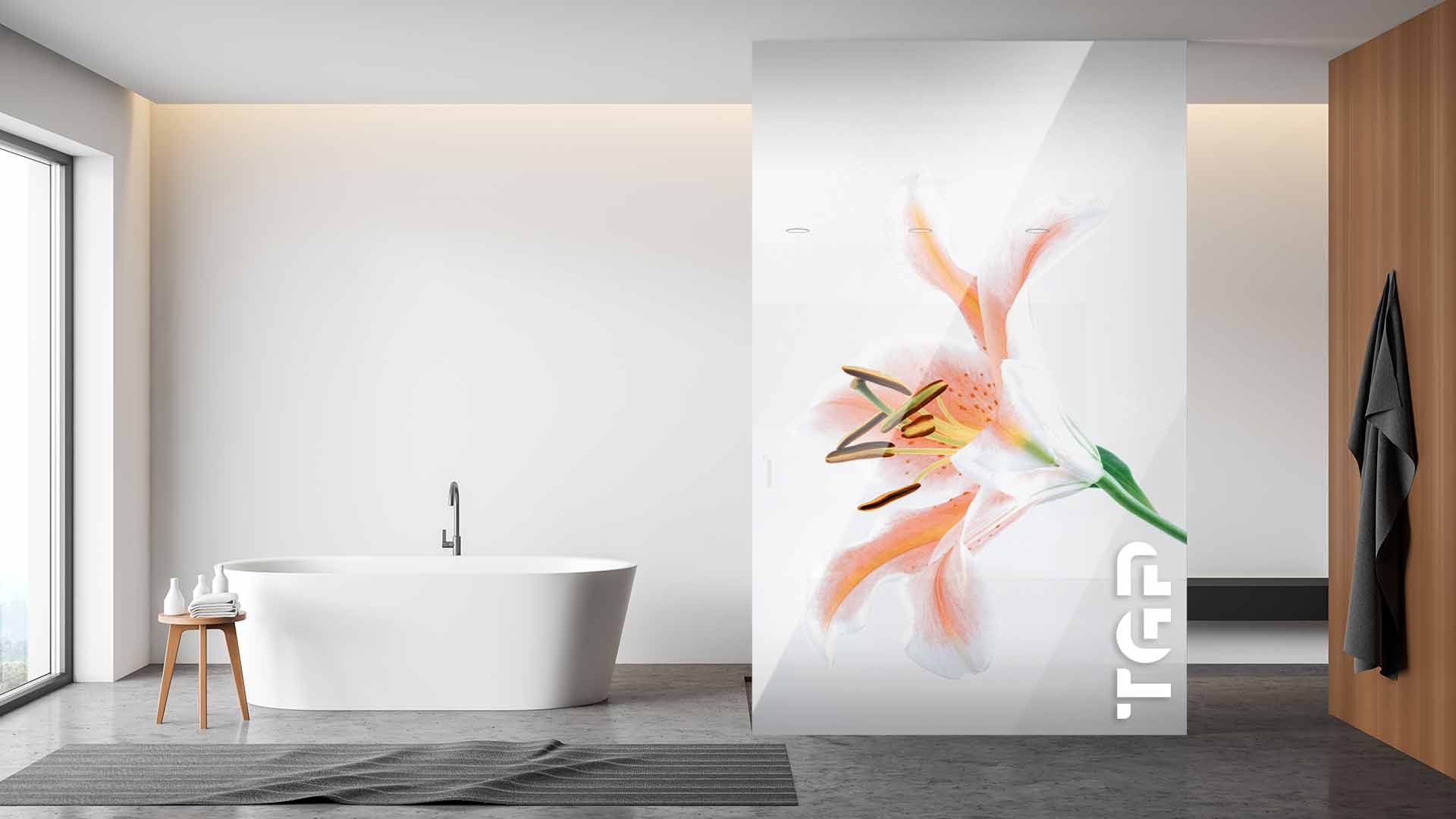 FLW024 Printed glass shower screen