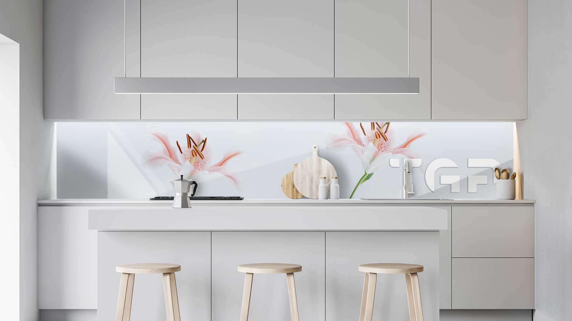 FLW024 kitchen printed glass countertop