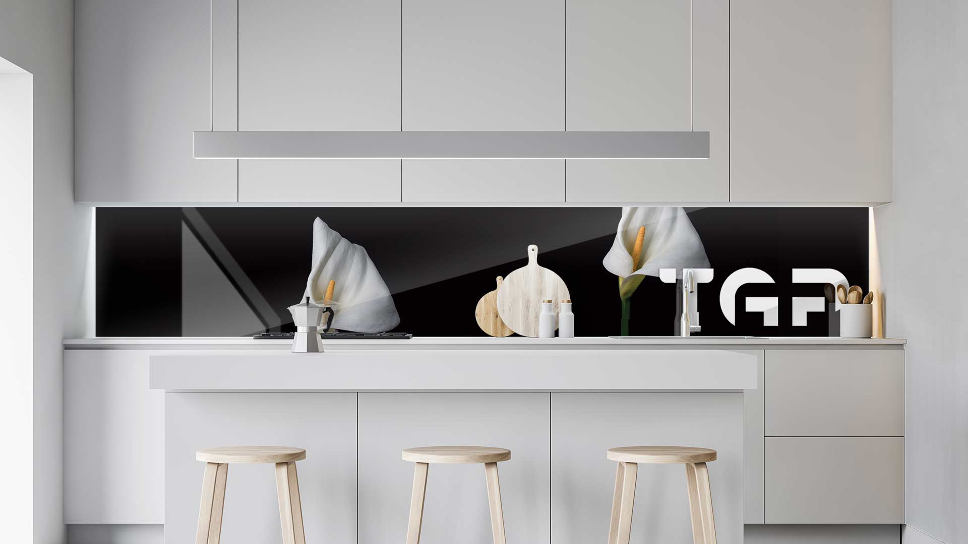 FLW025 kitchen printed glass countertop