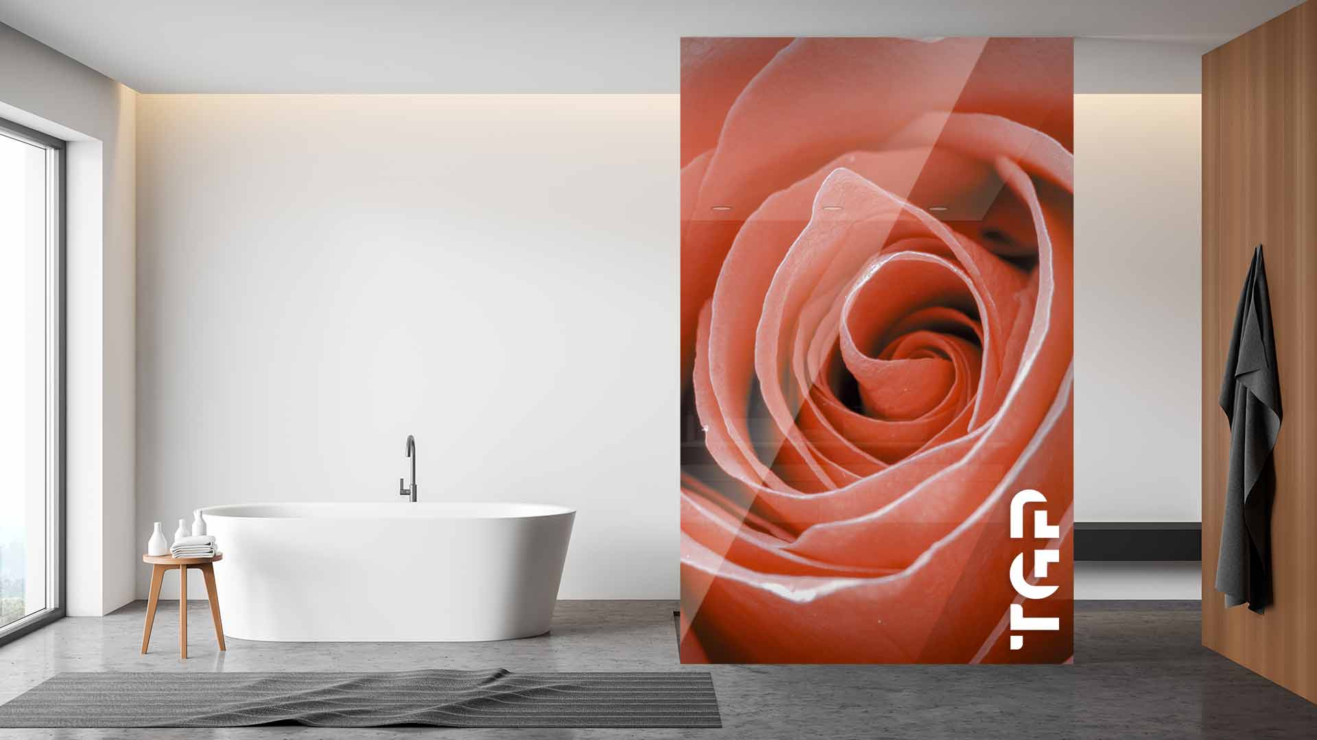 FLW026 Printed glass shower screen