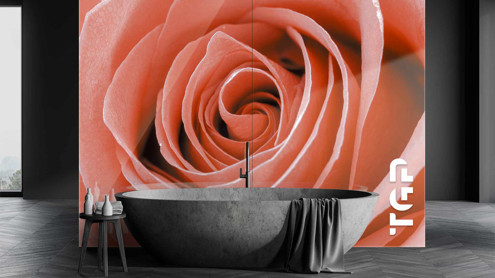 FLR026 Printed glass shower splashback