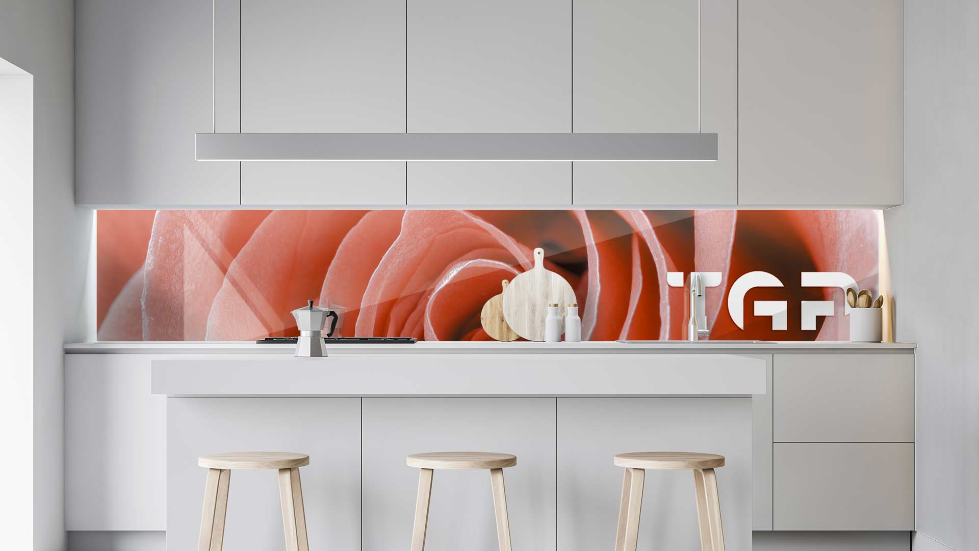 FLW026 kitchen printed glass countertop