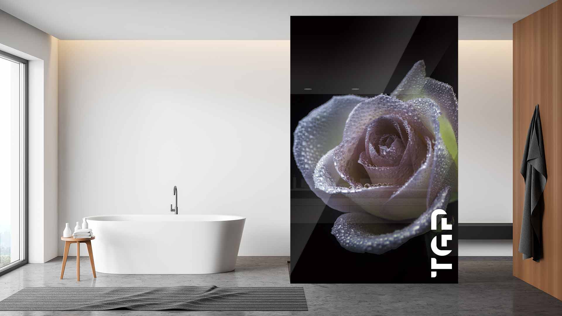 FLW027 Printed glass shower screen