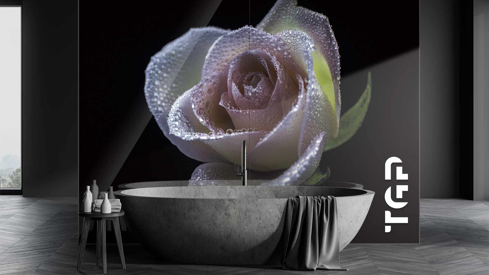 FLR027 Printed glass shower splashback