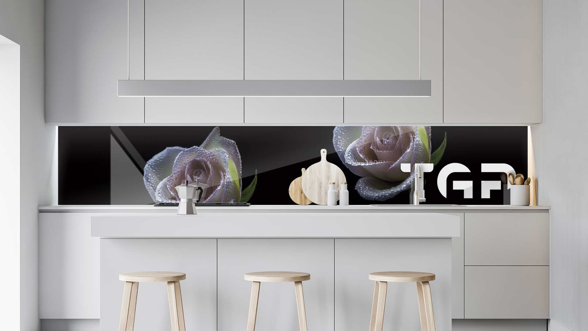 FLW027 kitchen printed glass countertop