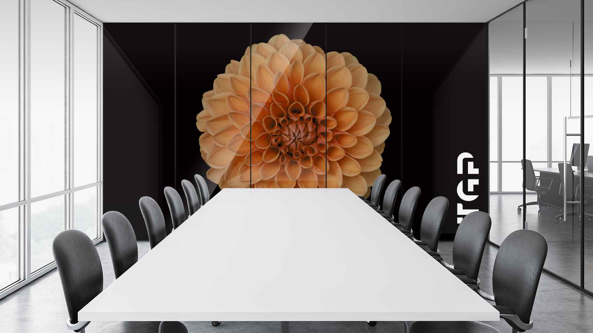 FLW028 Office printed glass wall cladding