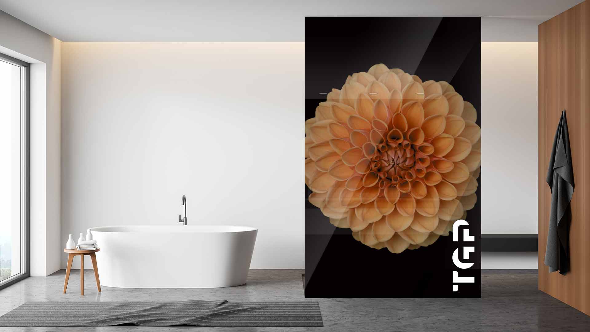 FLW028 Printed glass shower screen