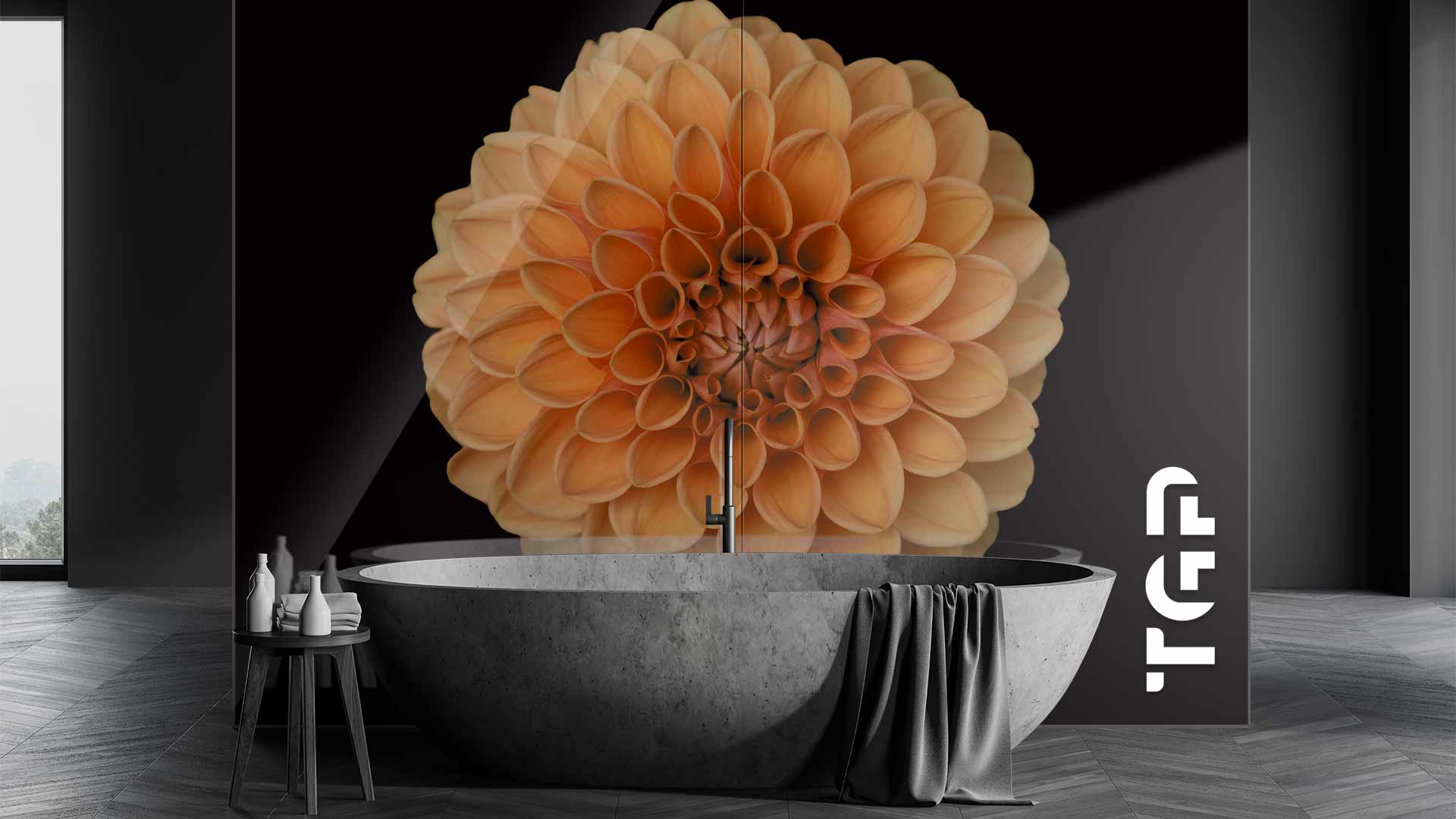 FLR028 Printed glass shower splashback