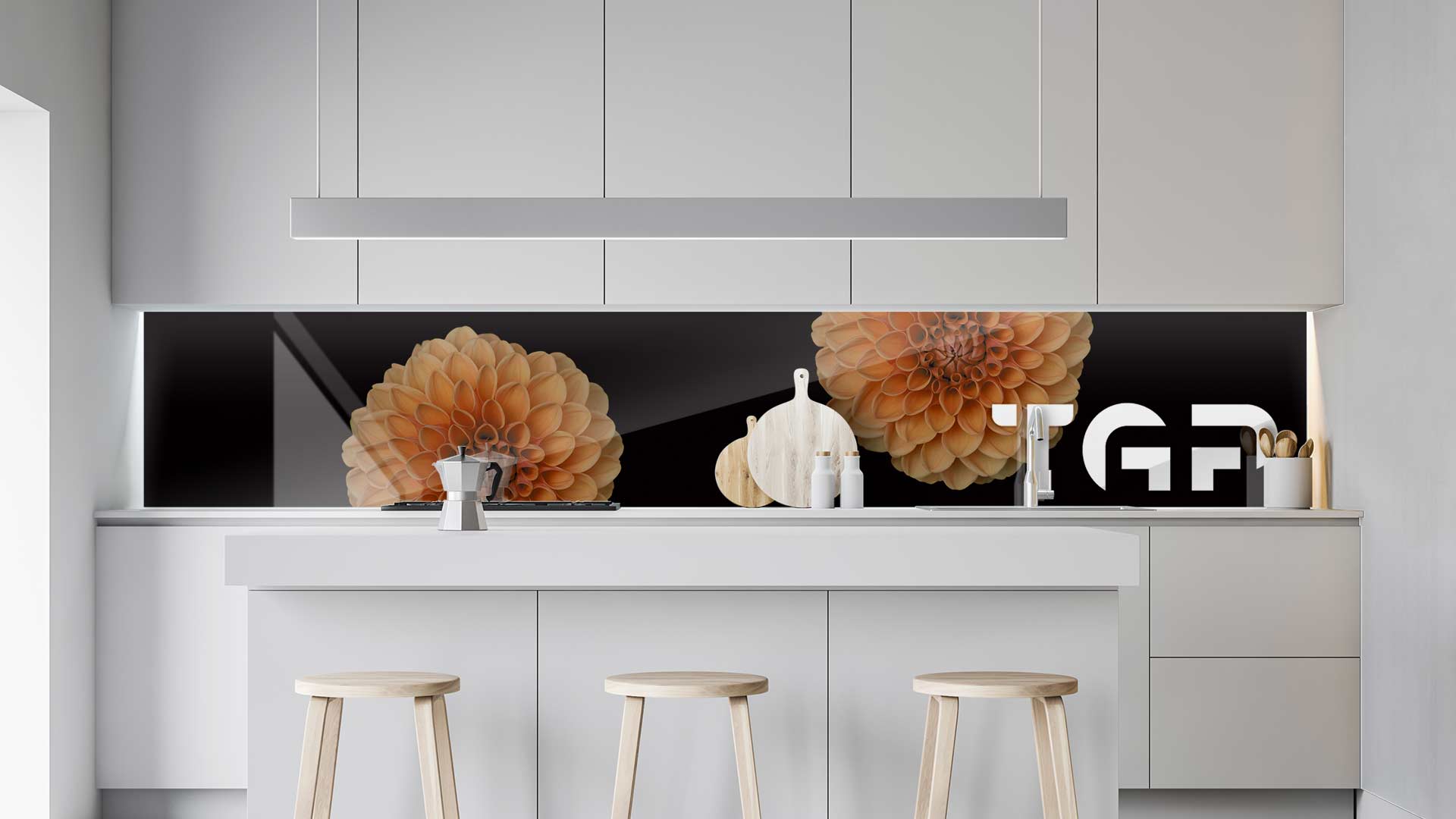 FLW028 kitchen printed glass countertop