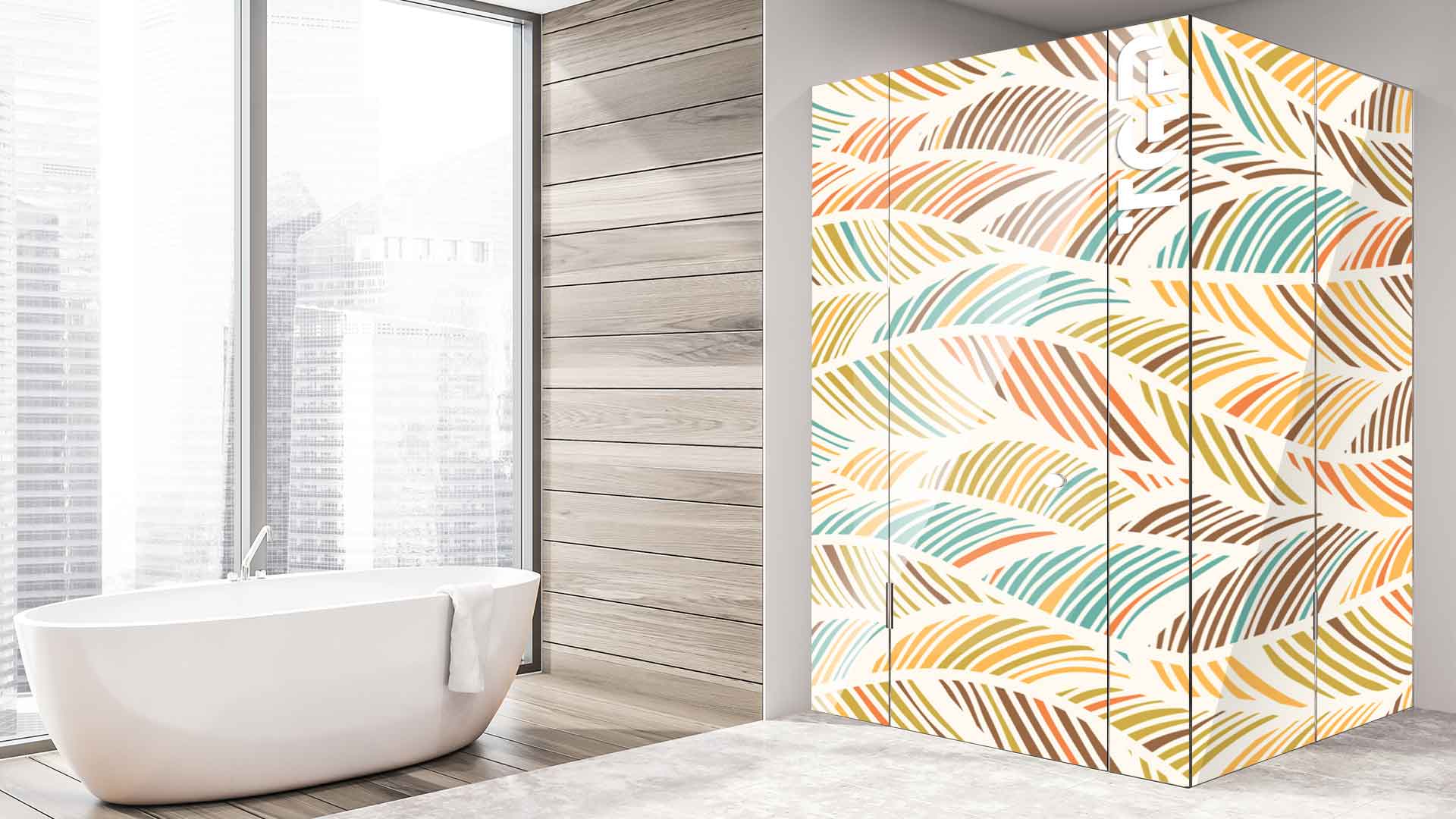 LEF001 printed glass shower enclosure